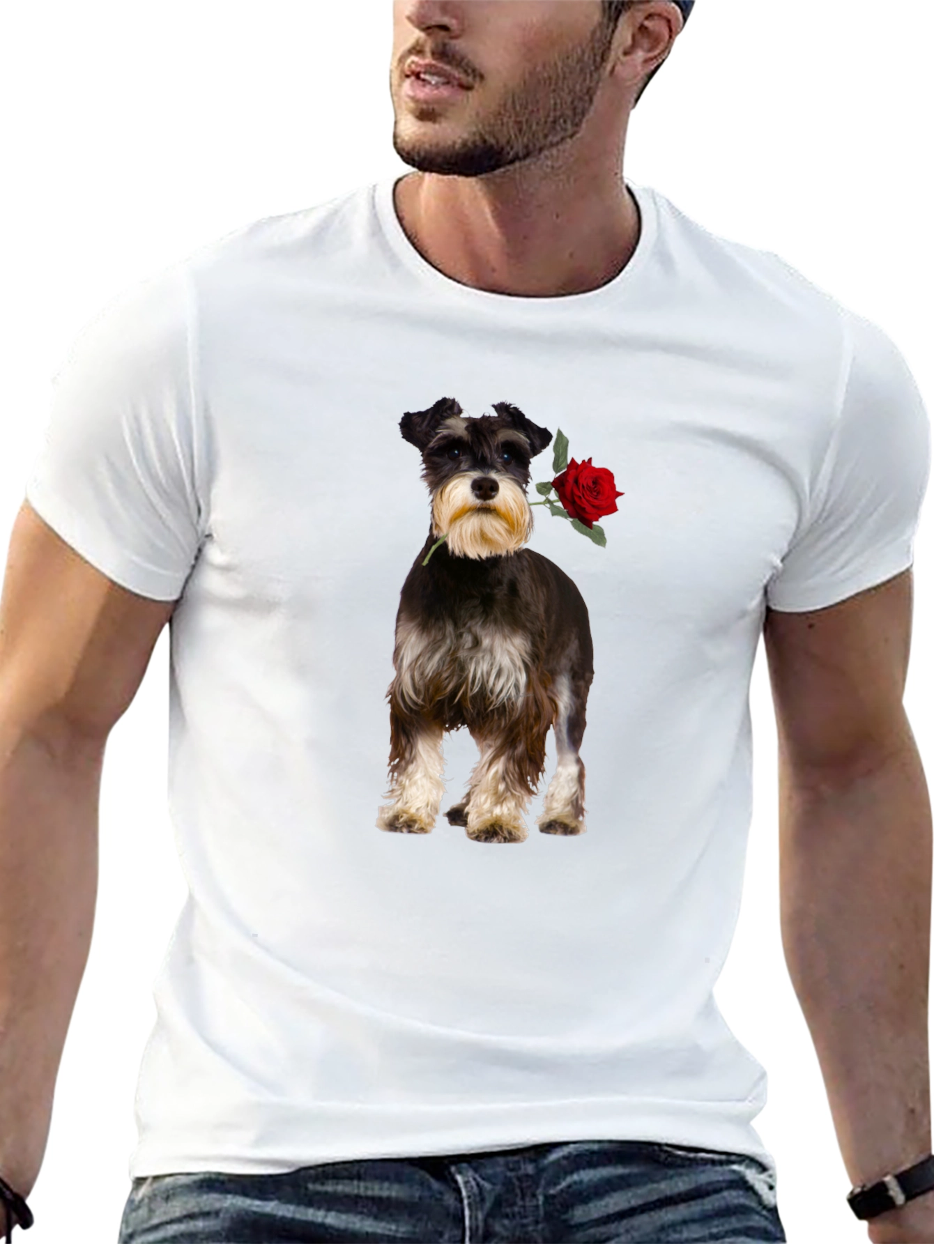 Schnauzer with Rose Graphic Tee