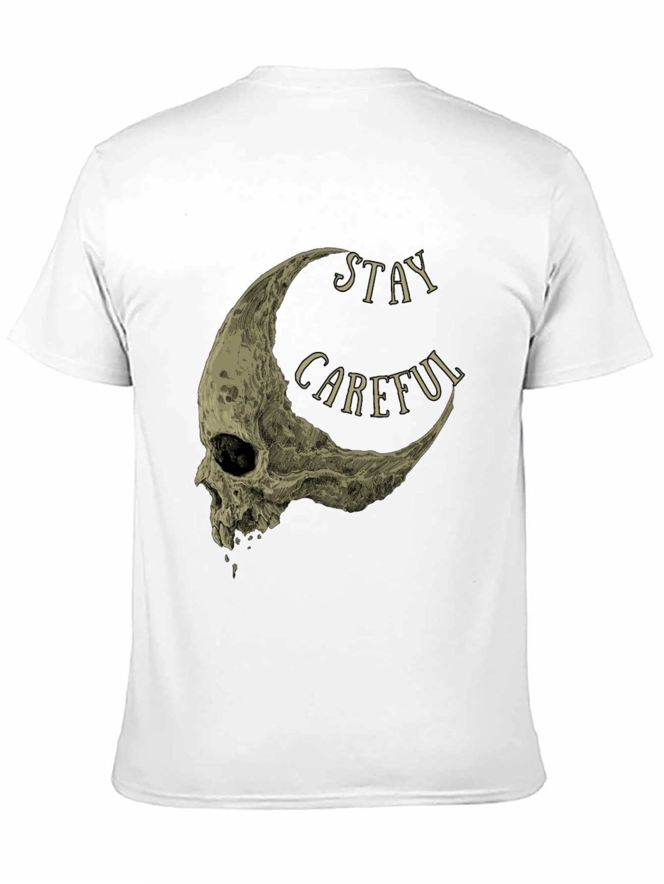 Stay Careful Skull Moon Graphic Tee - Black