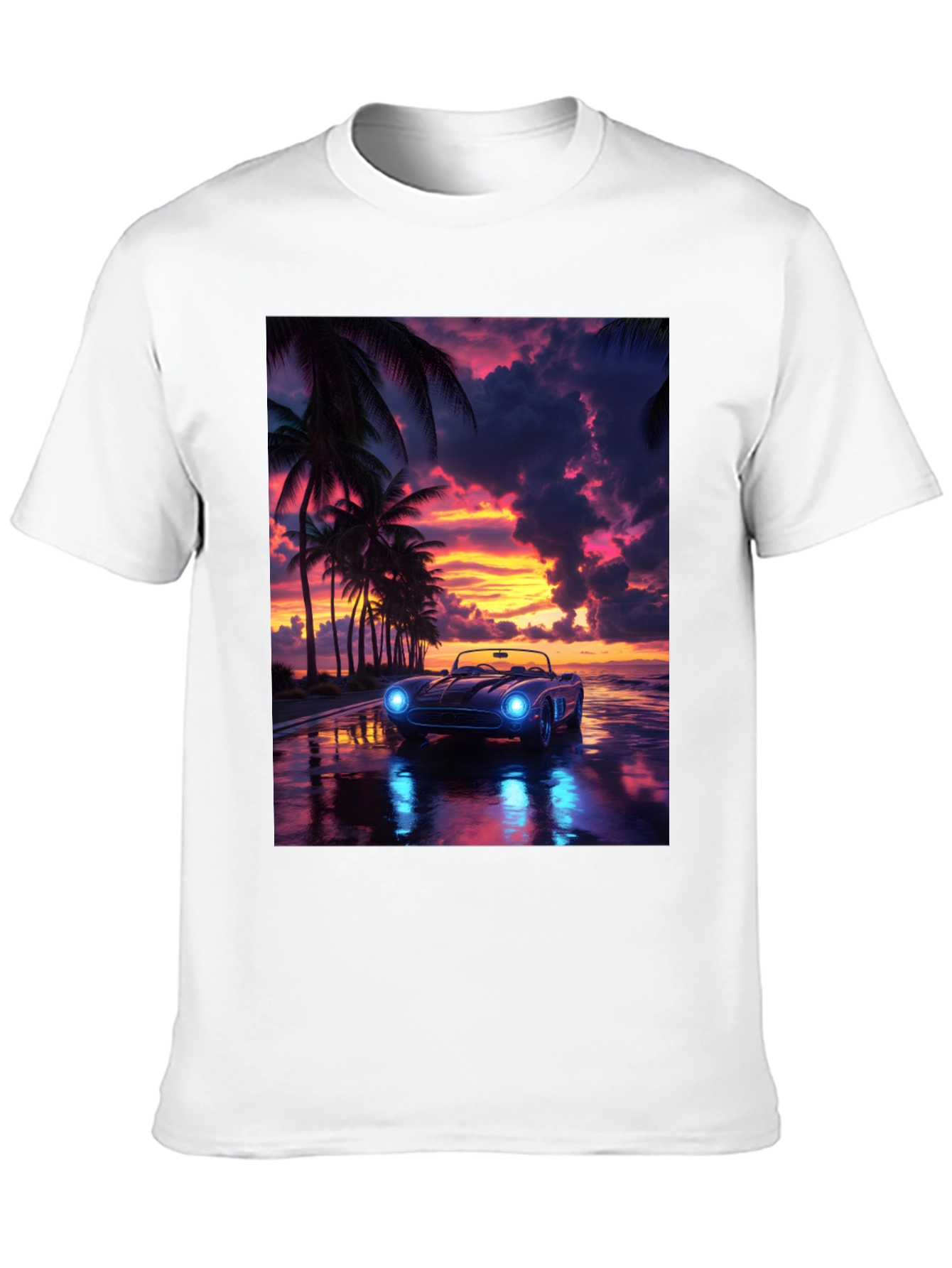 Sunset Drive T-Shirt: Palm Trees Car