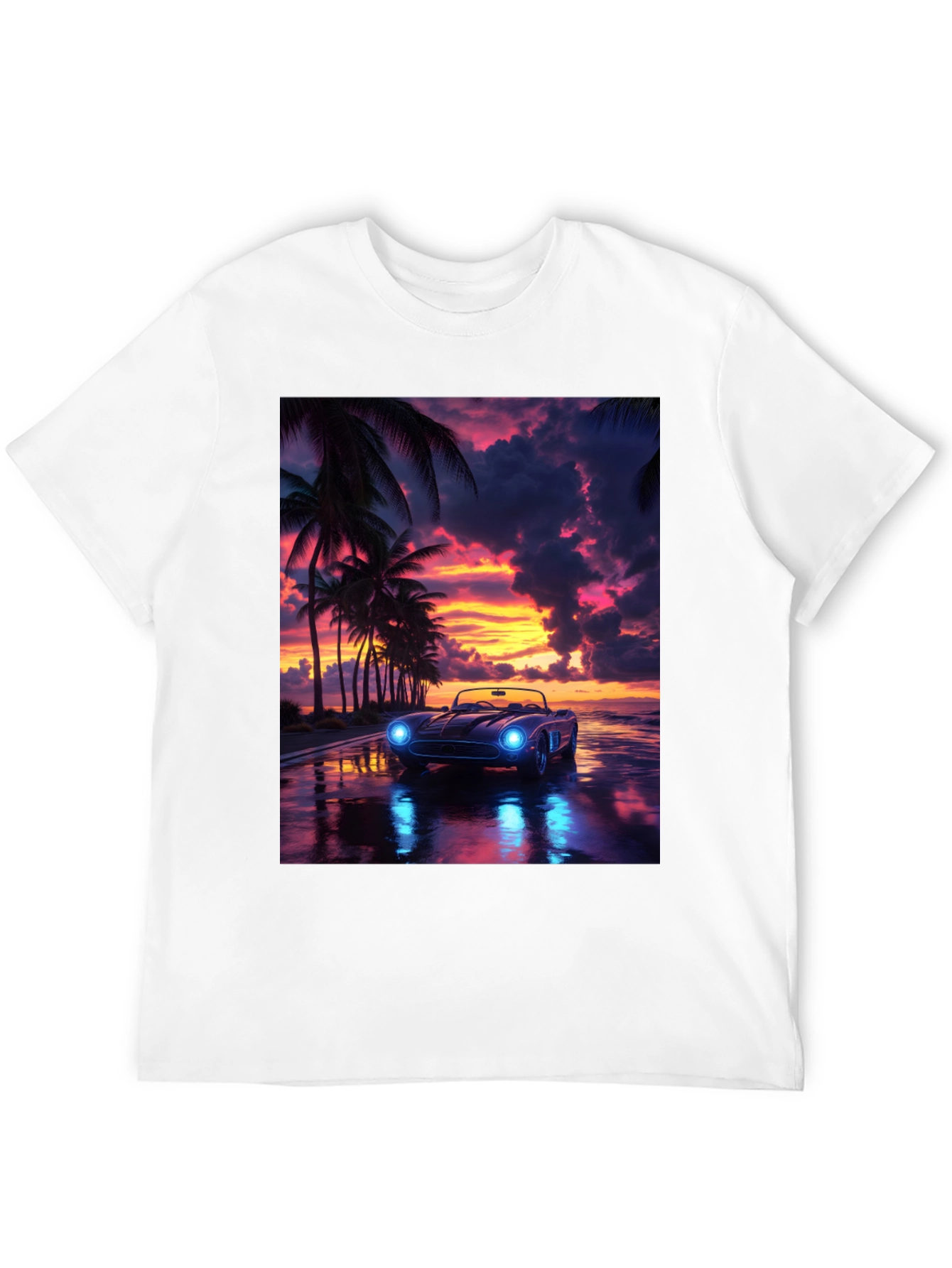 Sunset Drive T-Shirt: Palm Trees Car