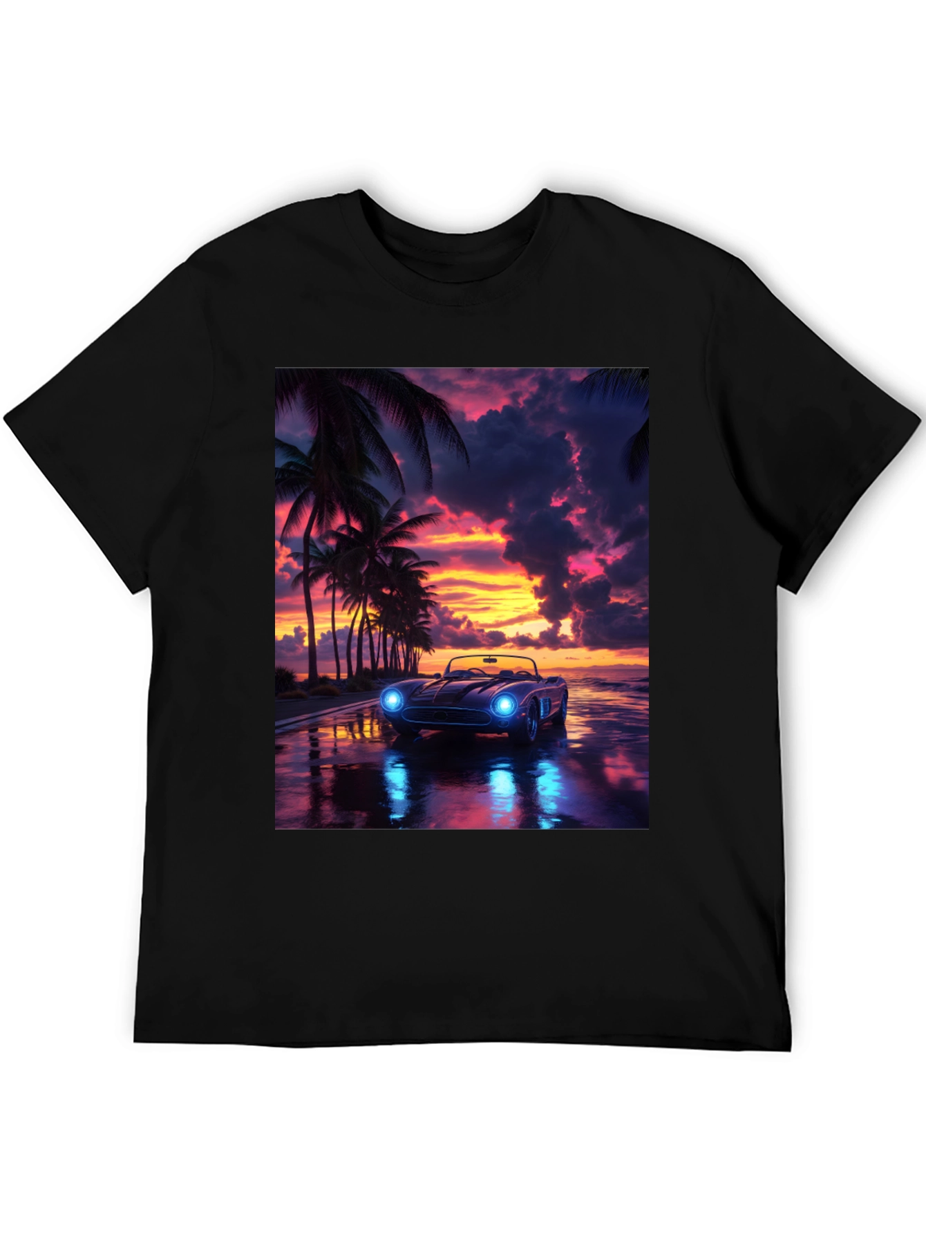 Sunset Drive T-Shirt: Palm Trees Car