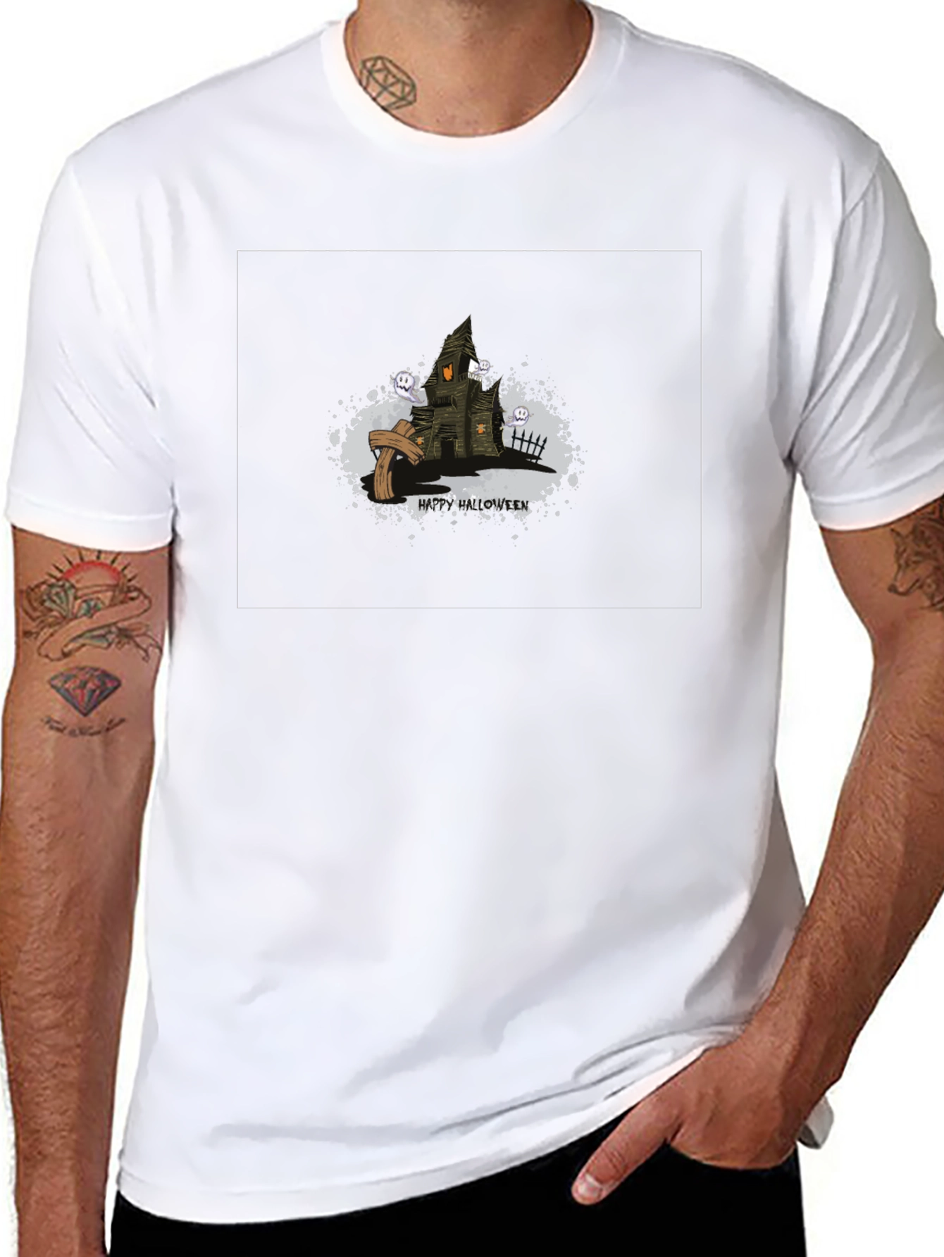 Spooky Halloween House Graphic Tee