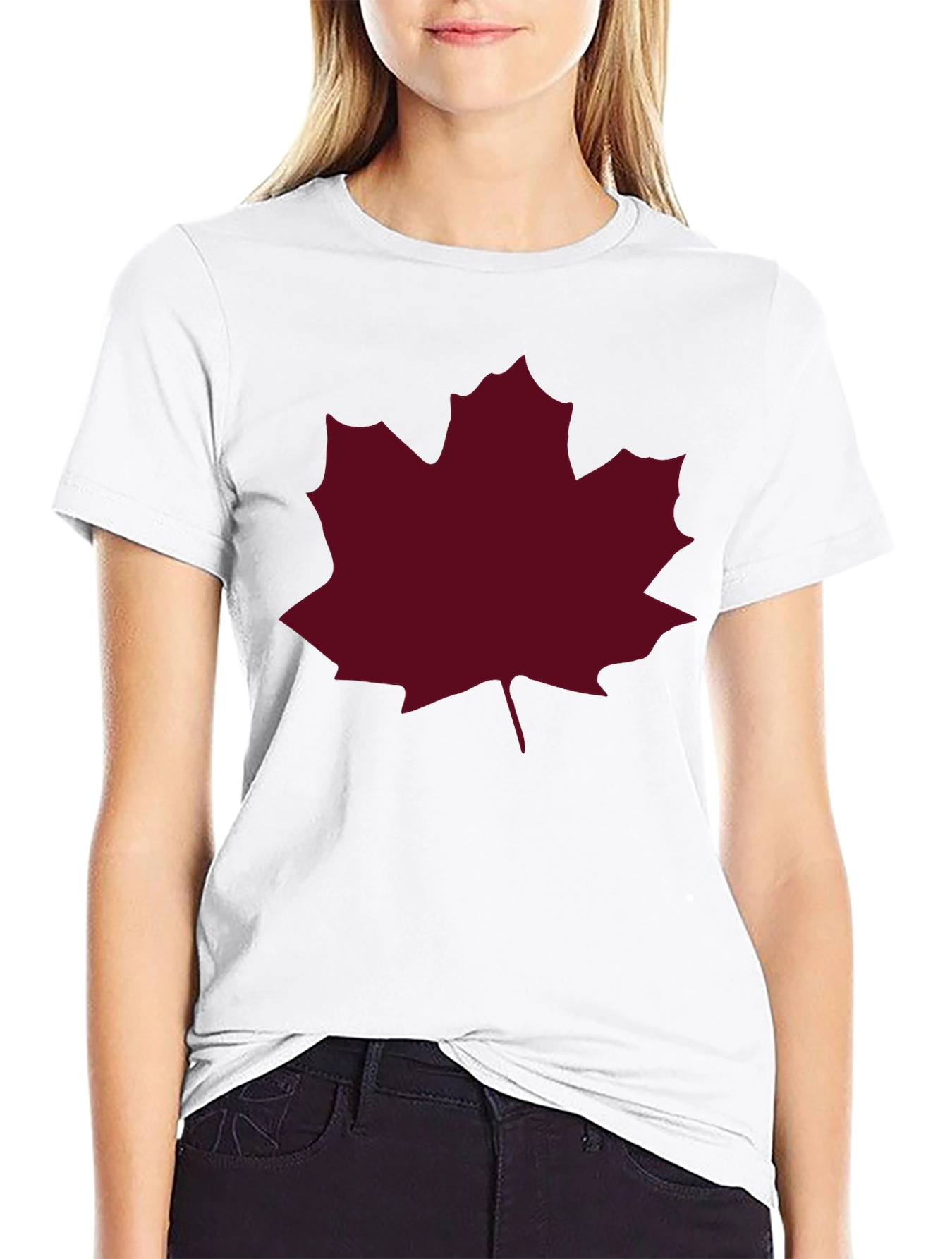 Maple Leaf Graphic Tee - Black Casual T-Shirt