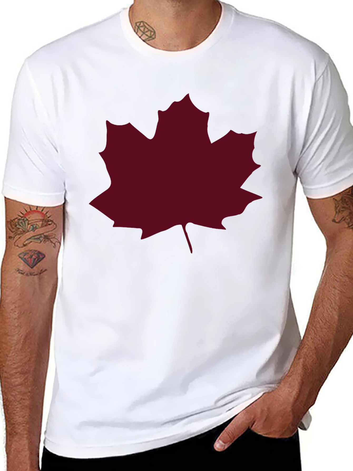 Maple Leaf Graphic Tee - Black Casual T-Shirt