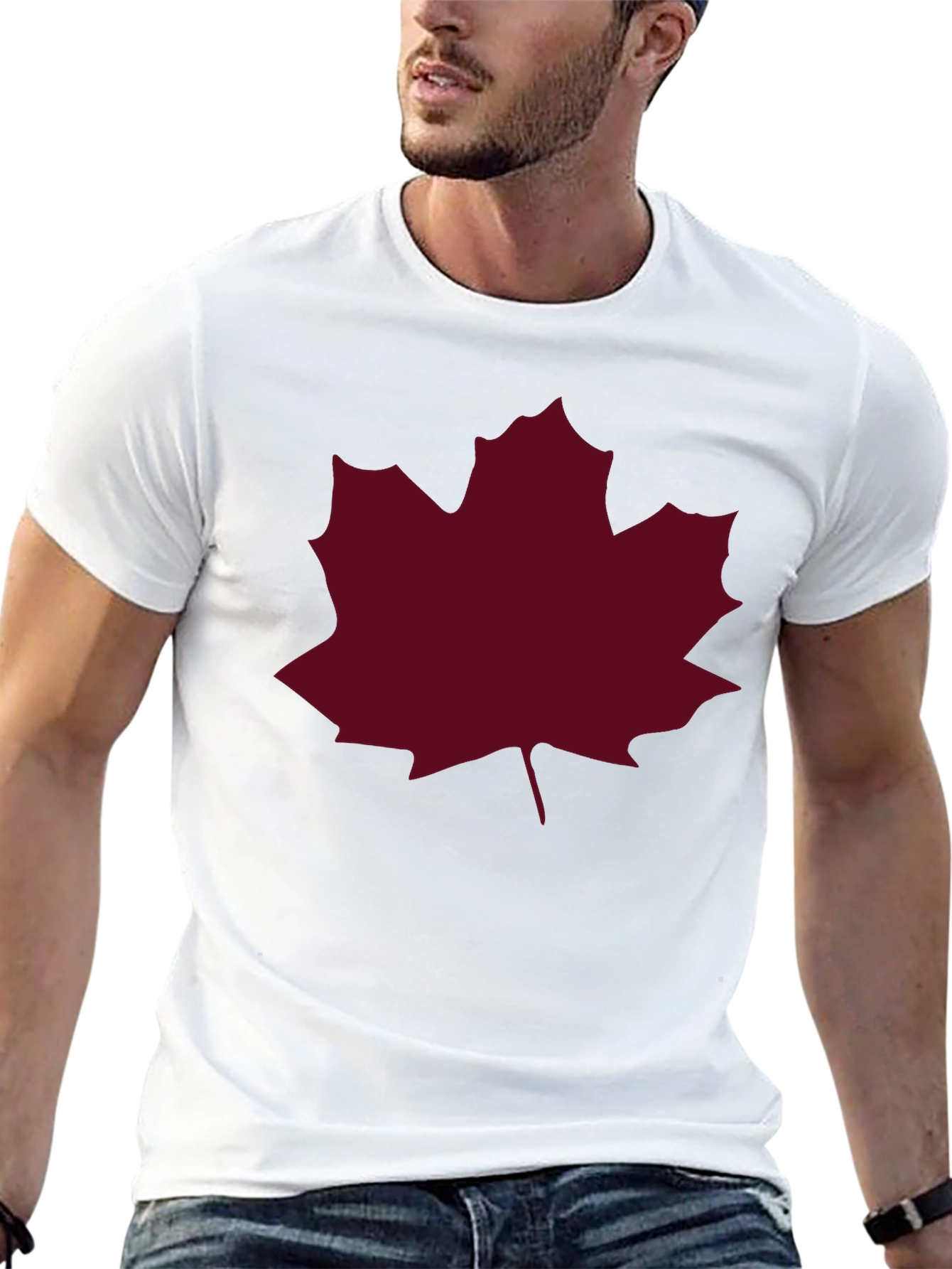 Maple Leaf Graphic Tee - Black Casual T-Shirt