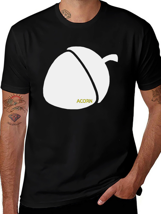 Acorn Graphic T-Shirt - Black Cotton Casual Tee