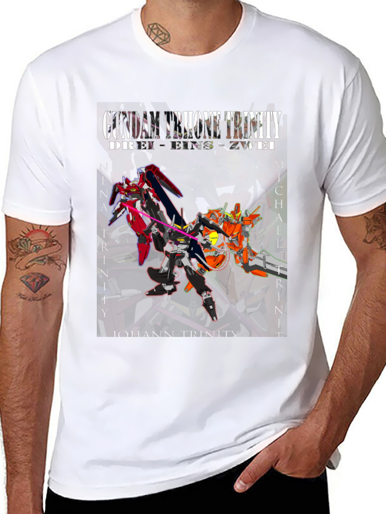 Gundam Throne Trinity T-Shirt - Anime Robot Tee