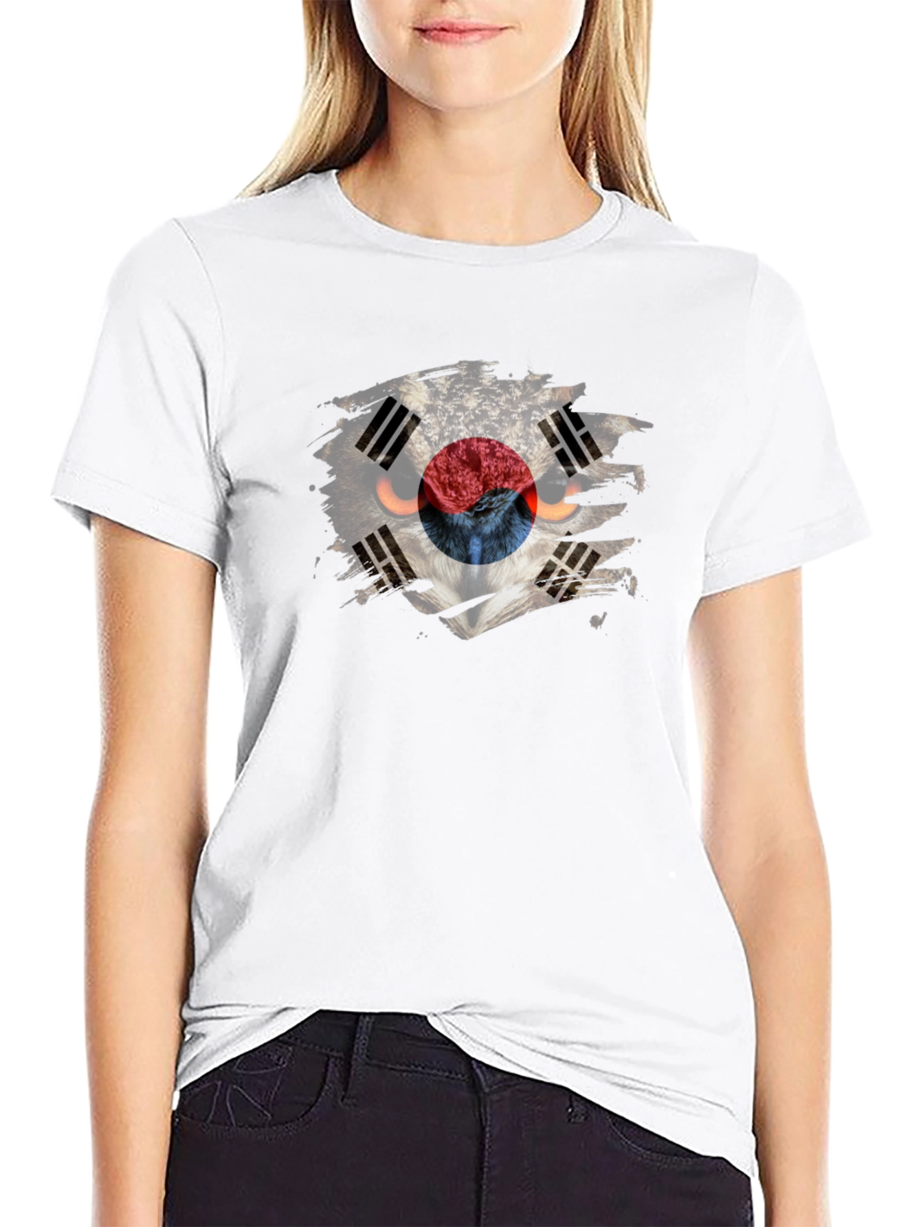 South Korea Flag Owl Graphic T-Shirt