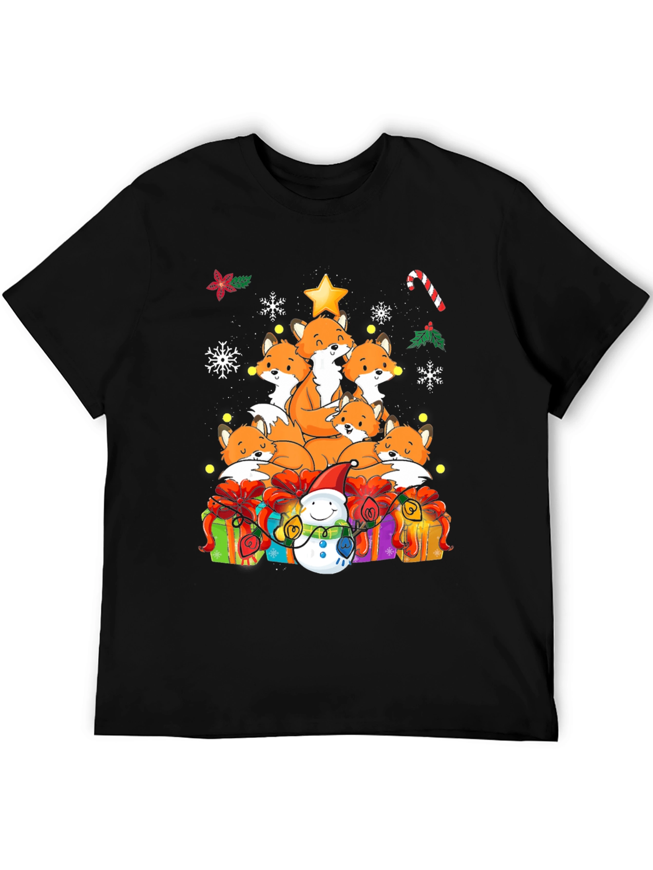 Festive Fox Christmas Tree Graphic Tee