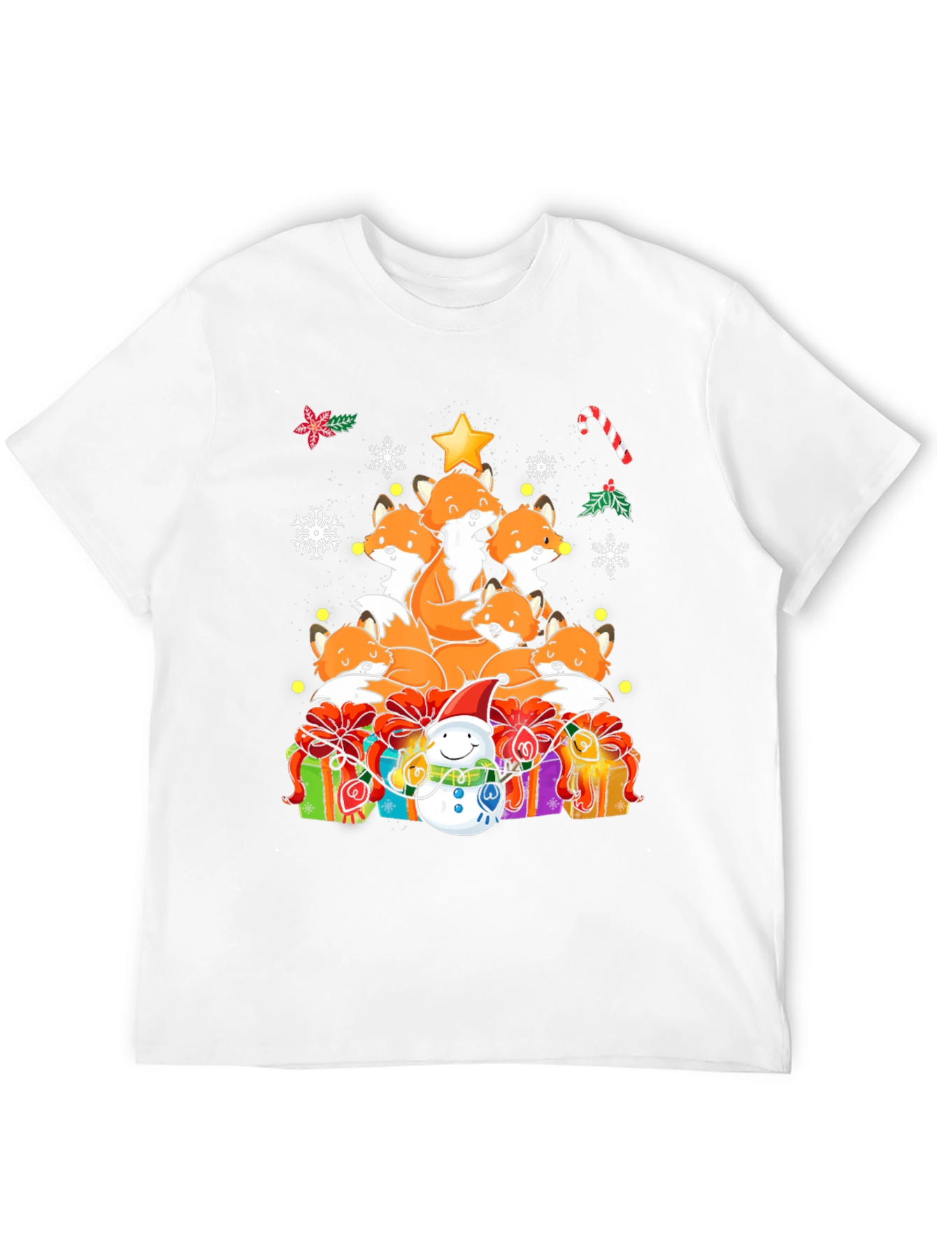 Festive Fox Christmas Tree Graphic Tee