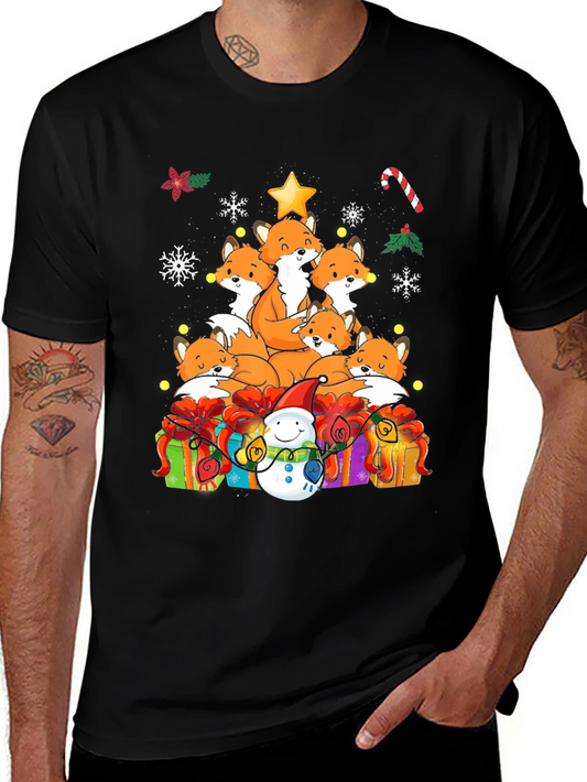 Festive Fox Christmas Tree Graphic Tee