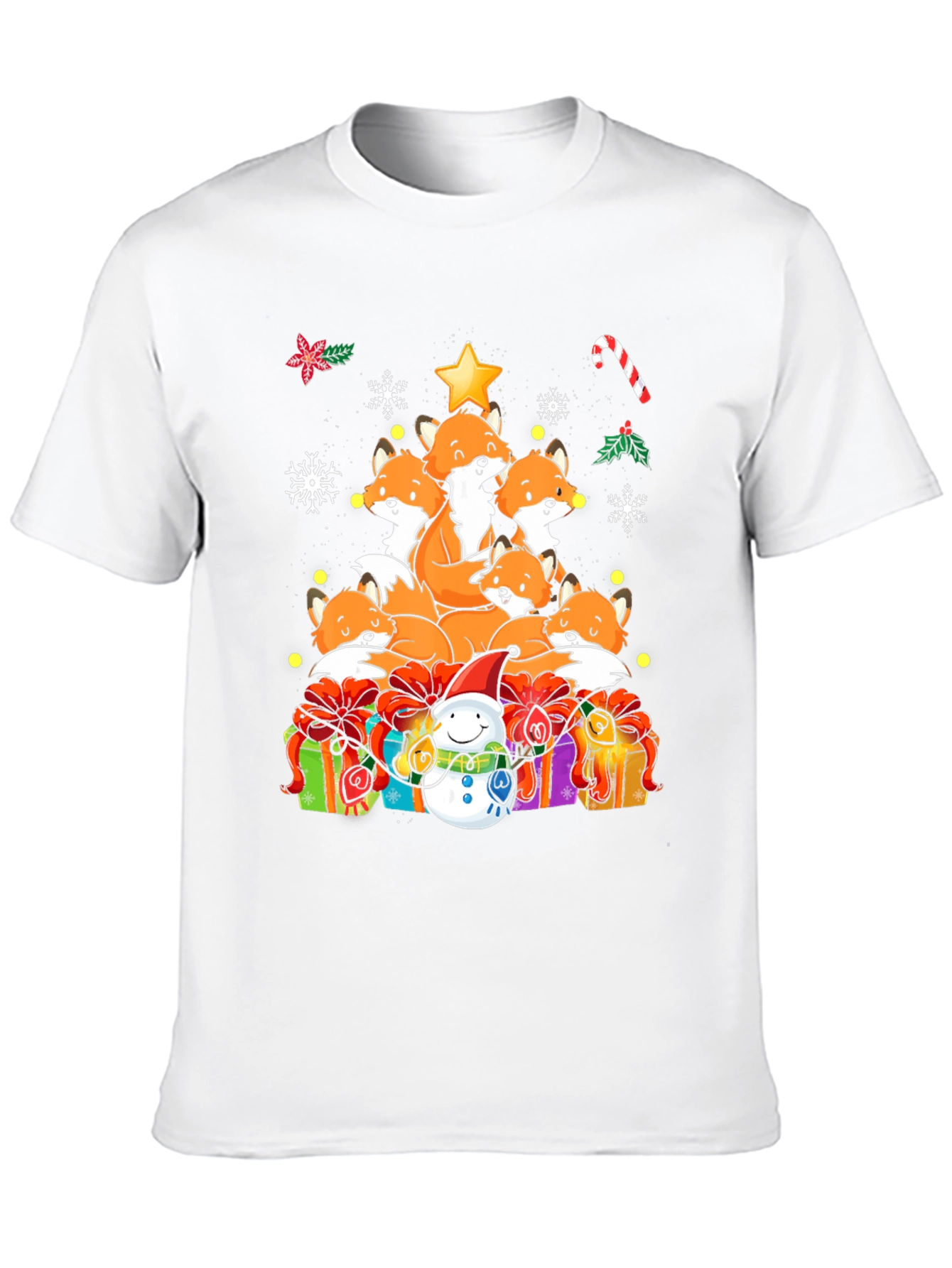 Festive Fox Christmas Tree Graphic Tee