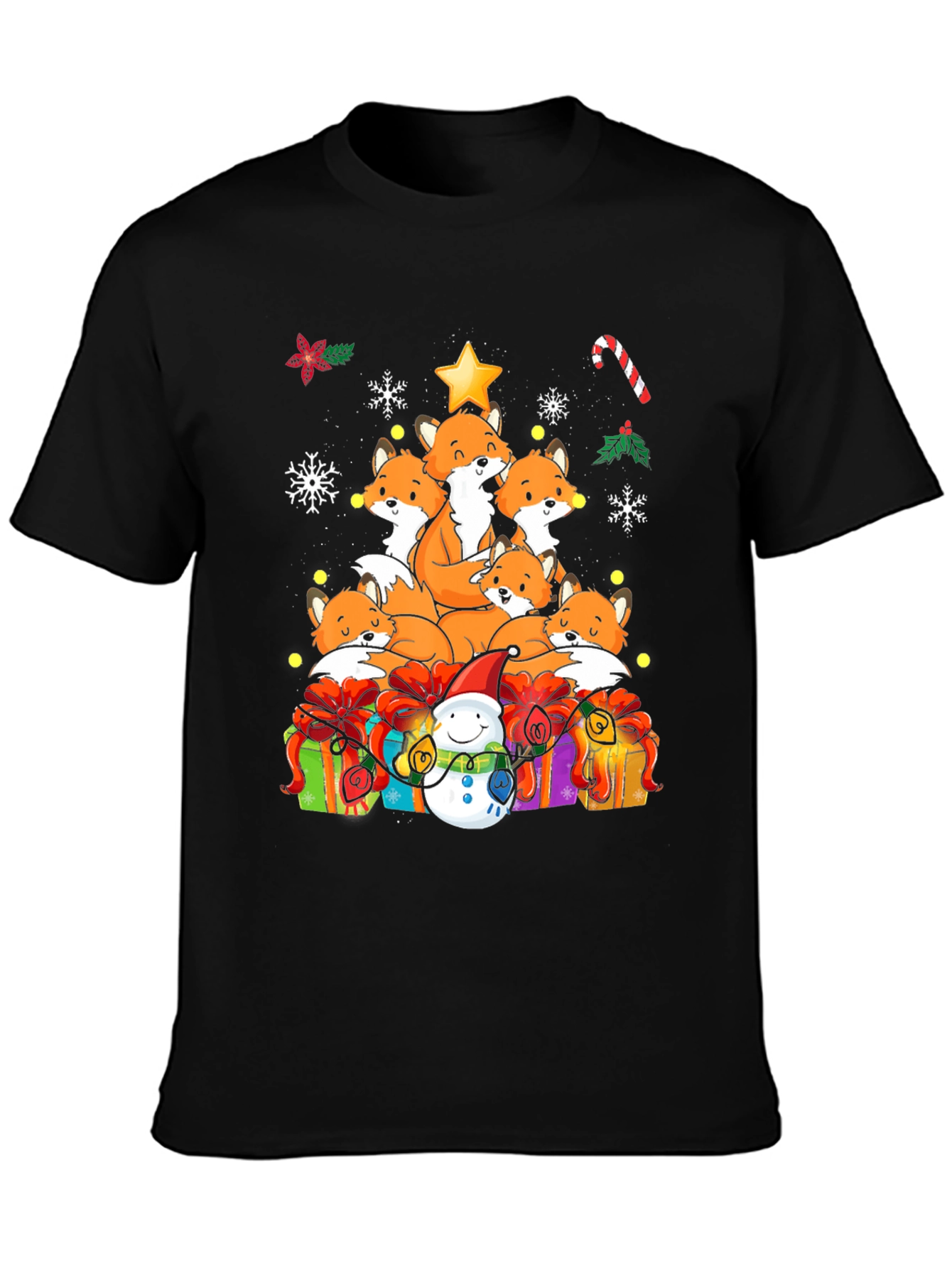 Festive Fox Christmas Tree Graphic Tee