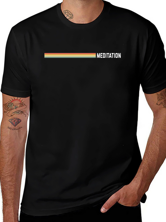 Meditation Tee - Retro Stripe Design