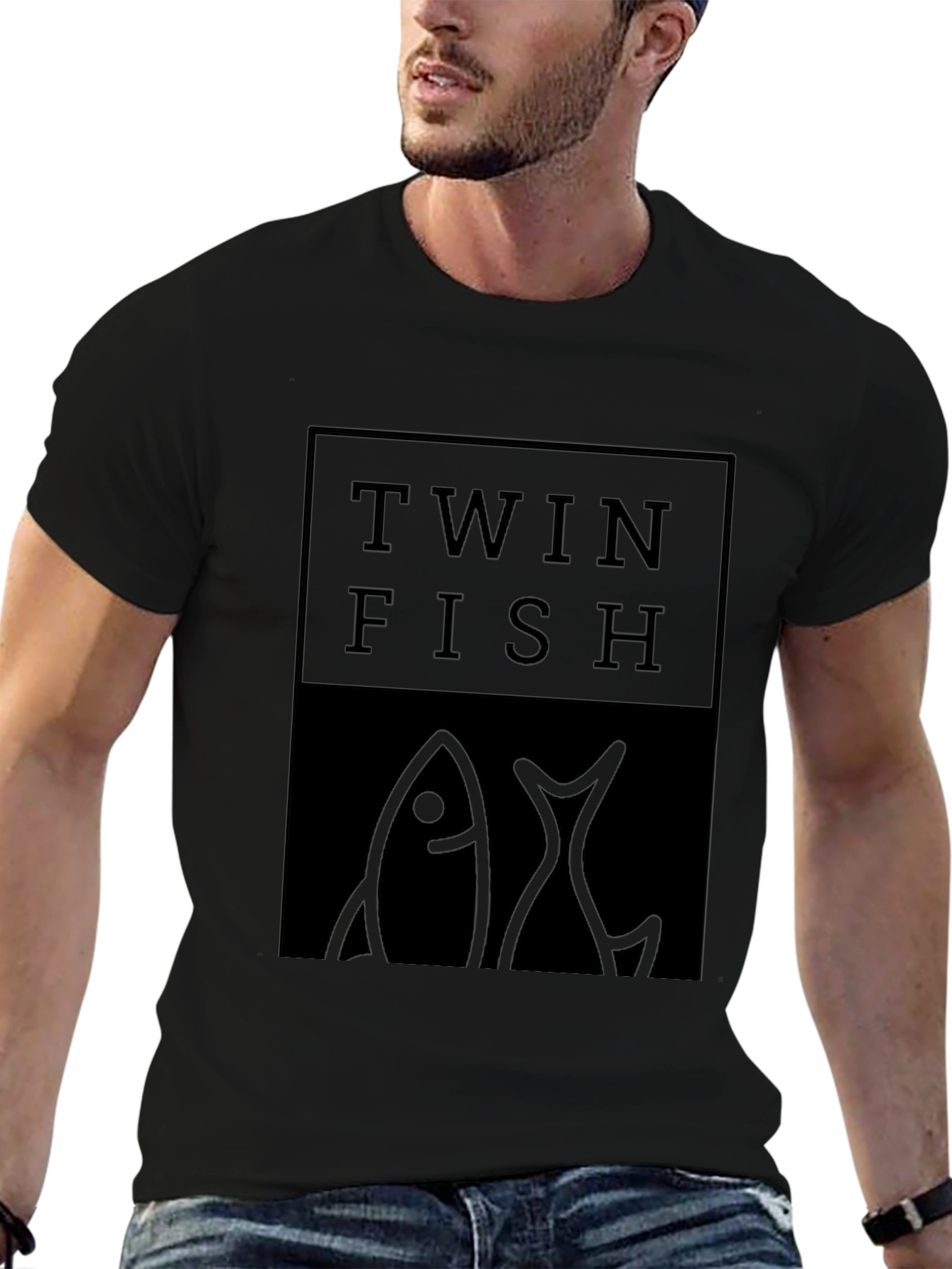 Twin Fish Graphic Black T-Shirt