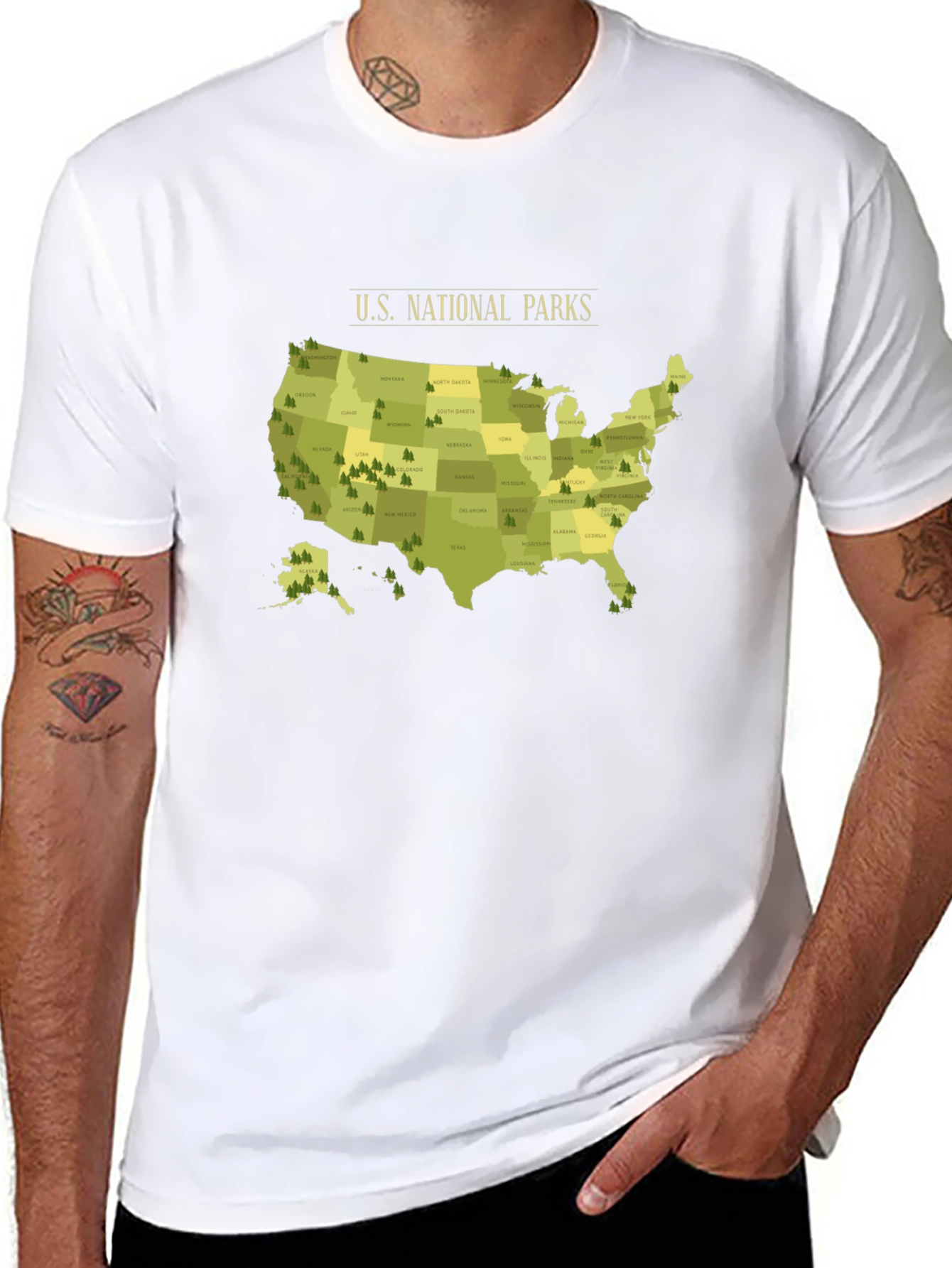 US National Parks Map T-Shirt - Black
