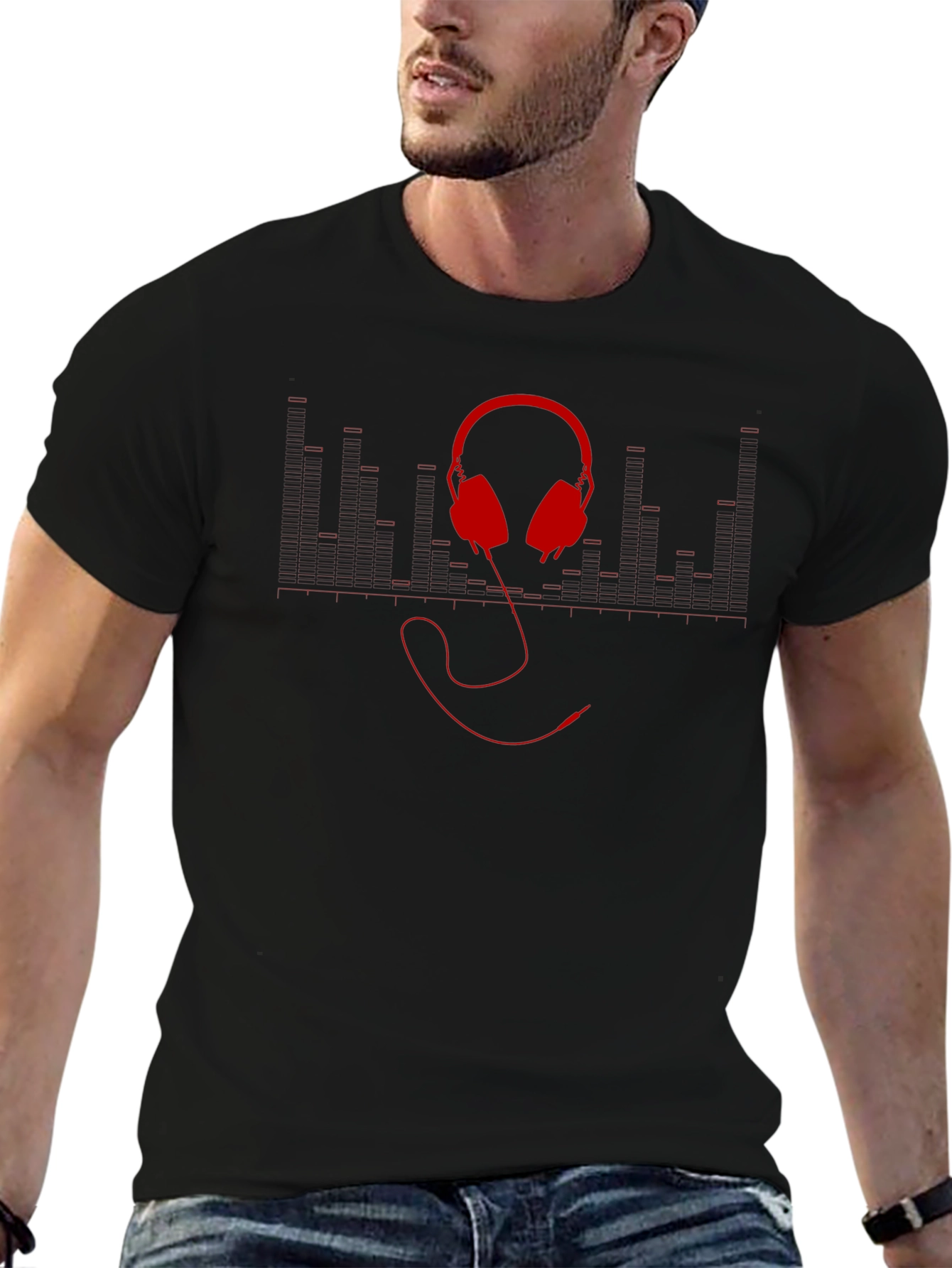 Headphone Graphic T-Shirt - Black