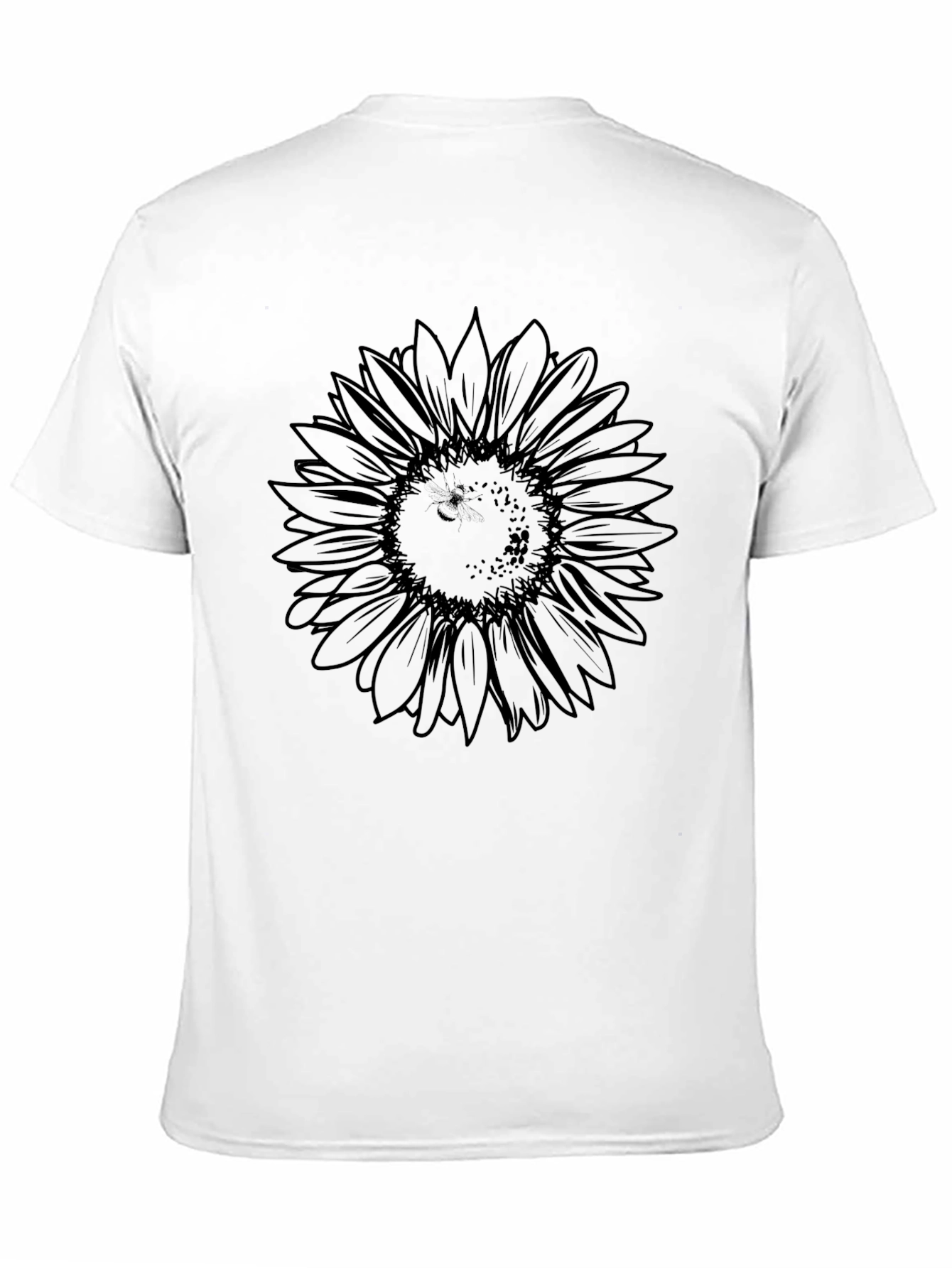 Black Sunflower Outline Graphic Tee - Mens Casual