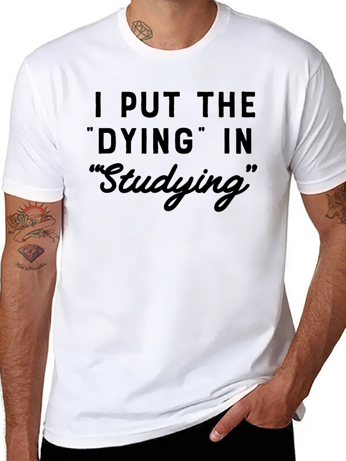 Dying In Studying Graphic Tee - Humor T-Shirt