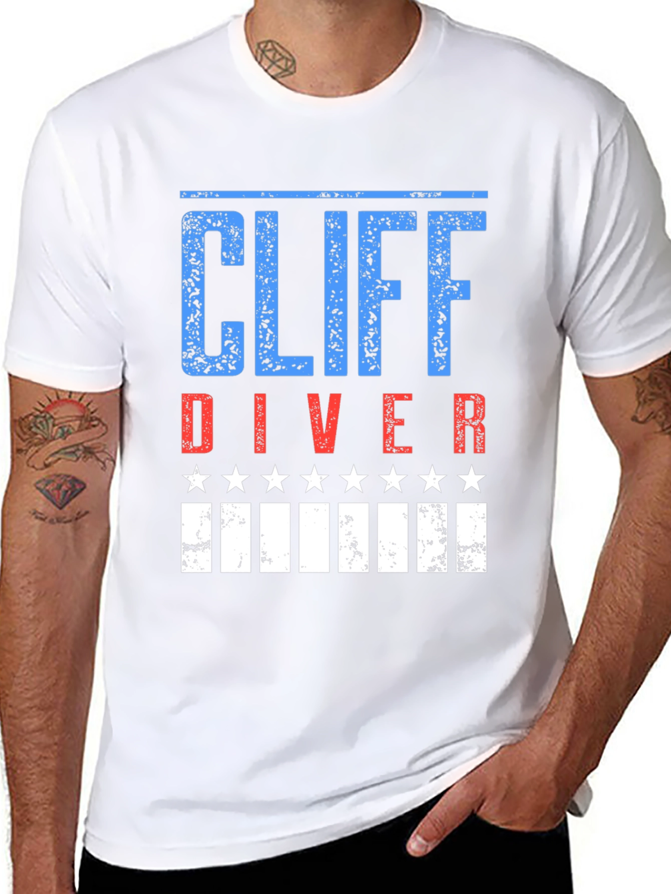 Cliff Diver Patriotic Graphic T-Shirt