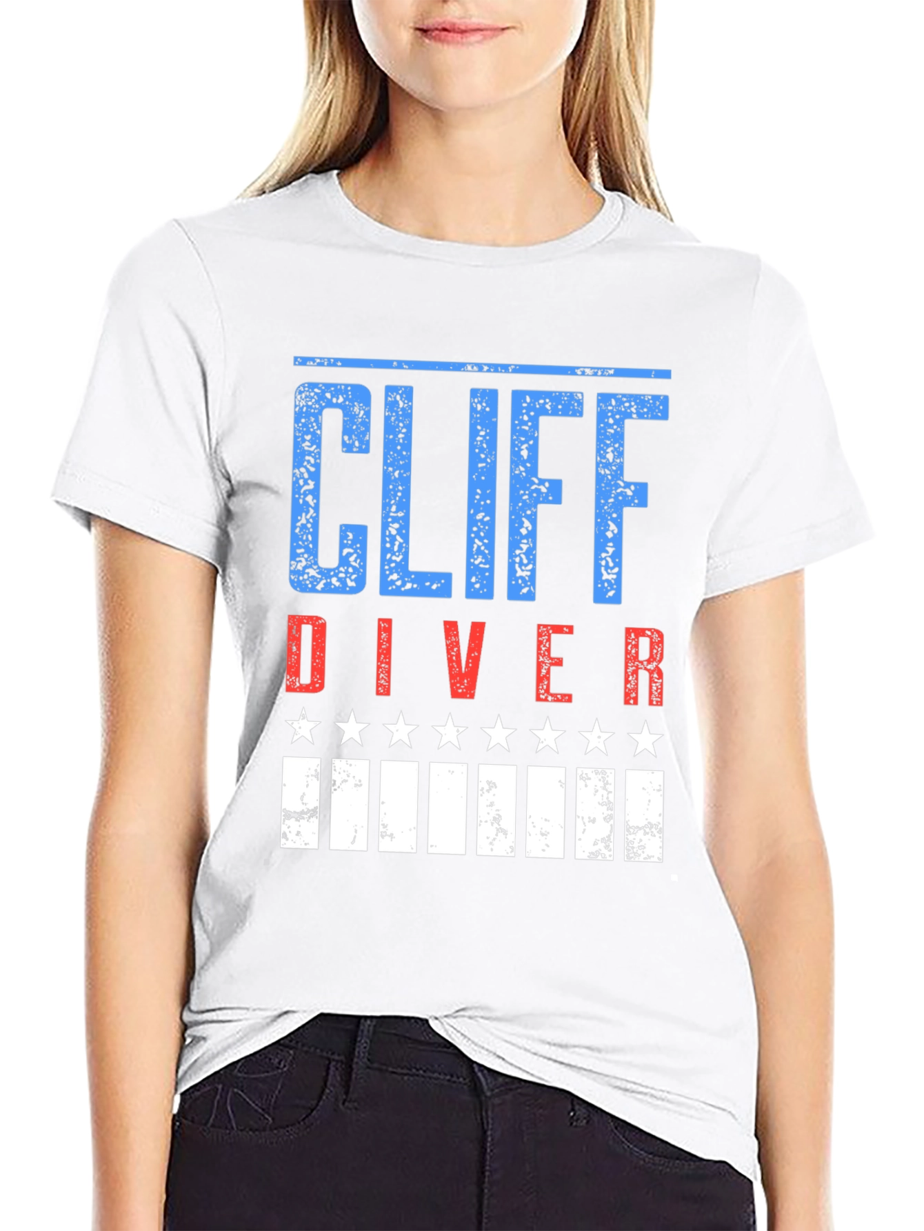 Cliff Diver Patriotic Graphic T-Shirt