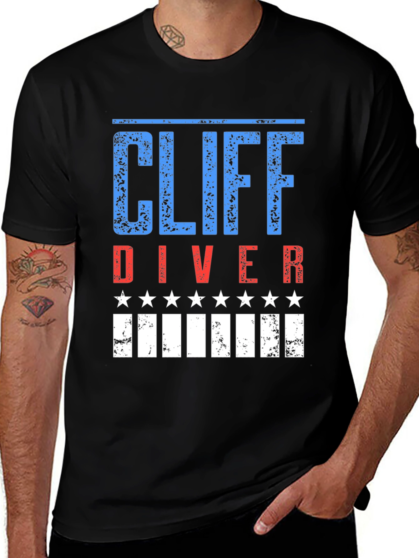 Cliff Diver Patriotic Graphic T-Shirt