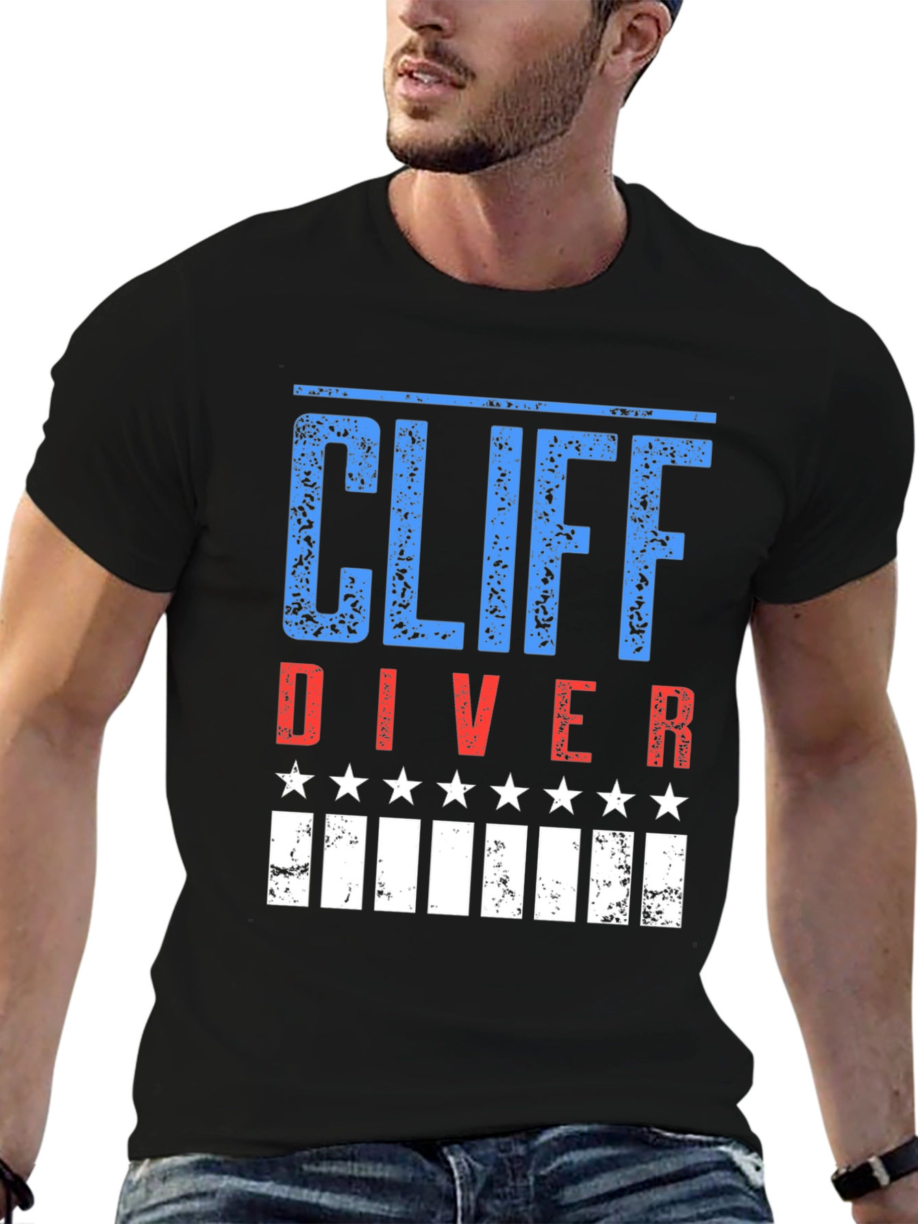 Cliff Diver Patriotic Graphic T-Shirt