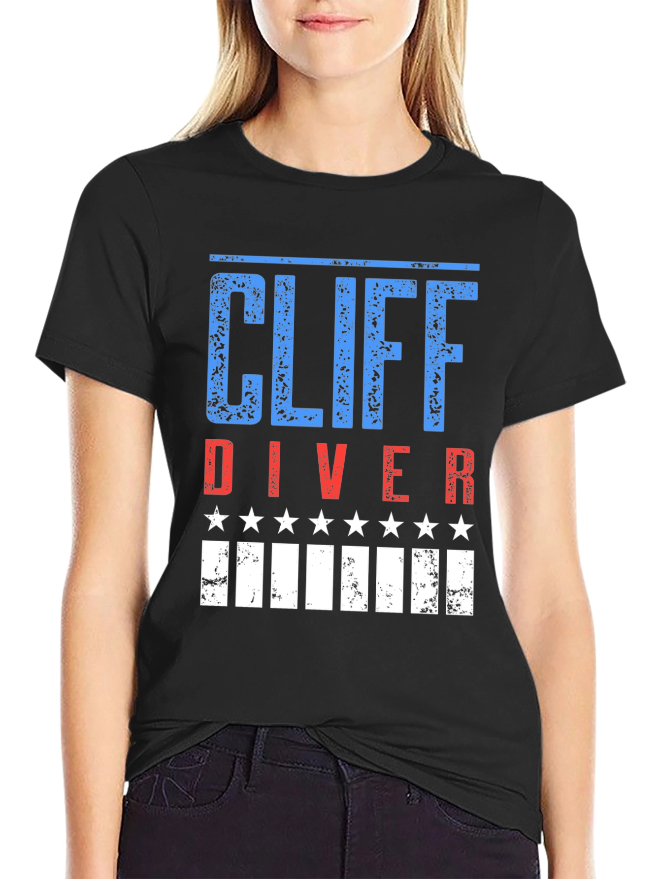 Cliff Diver Patriotic Graphic T-Shirt