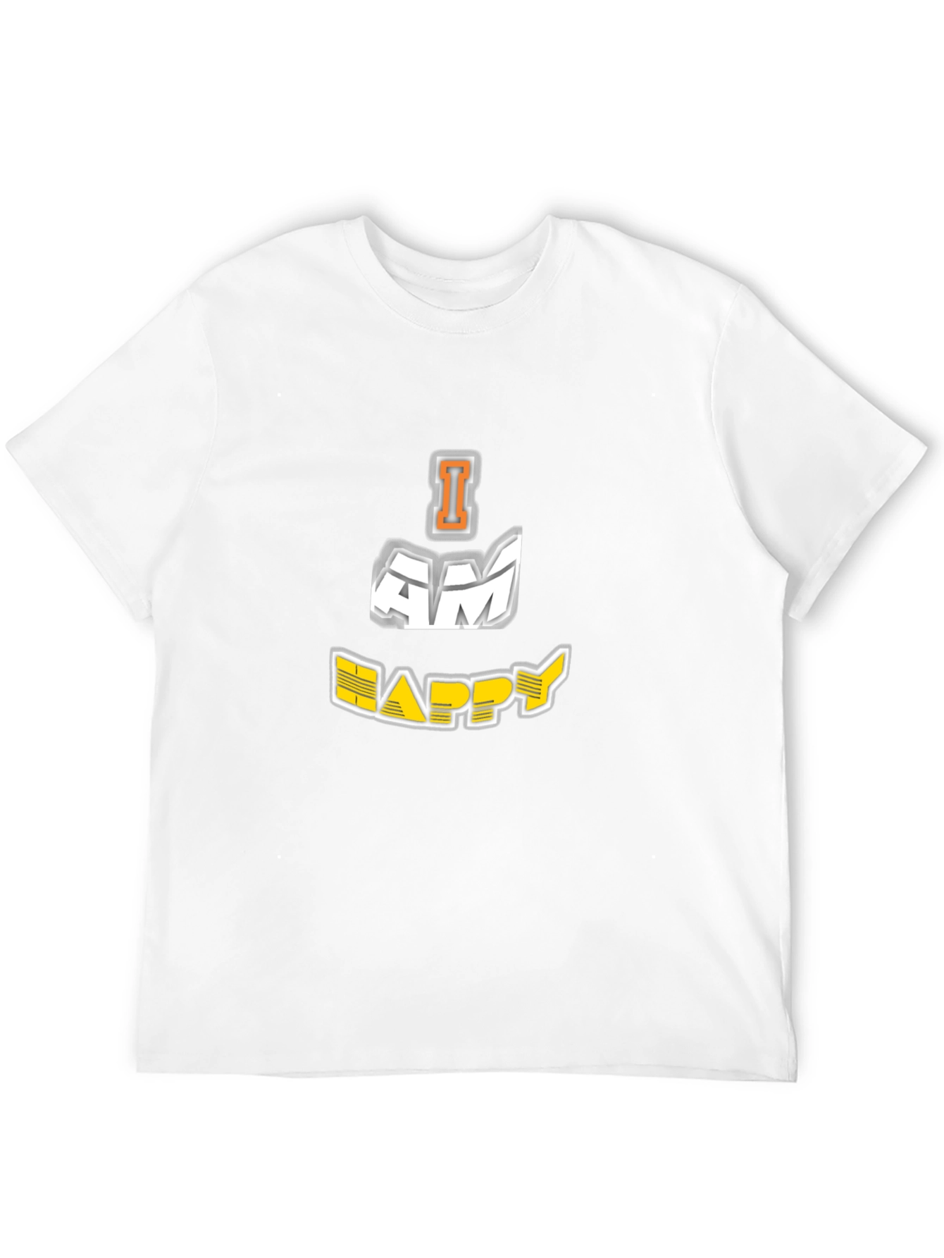 I AM HAPPY Graphic Black T-Shirt