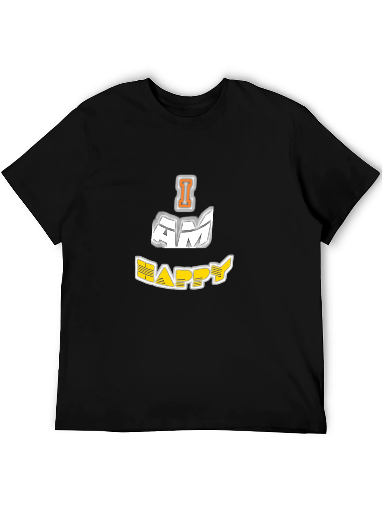 I AM HAPPY Graphic Black T-Shirt