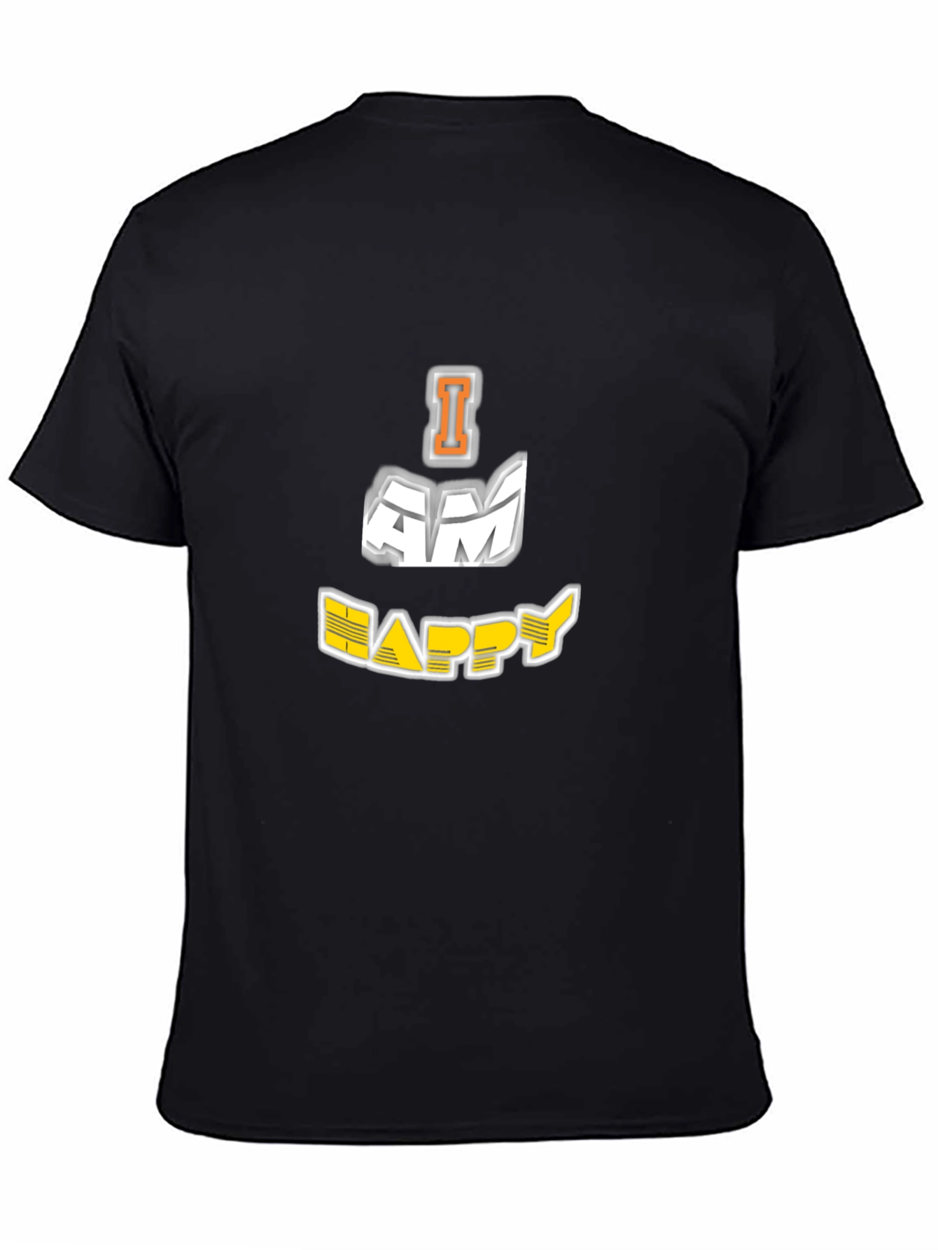 I AM HAPPY Graphic Black T-Shirt