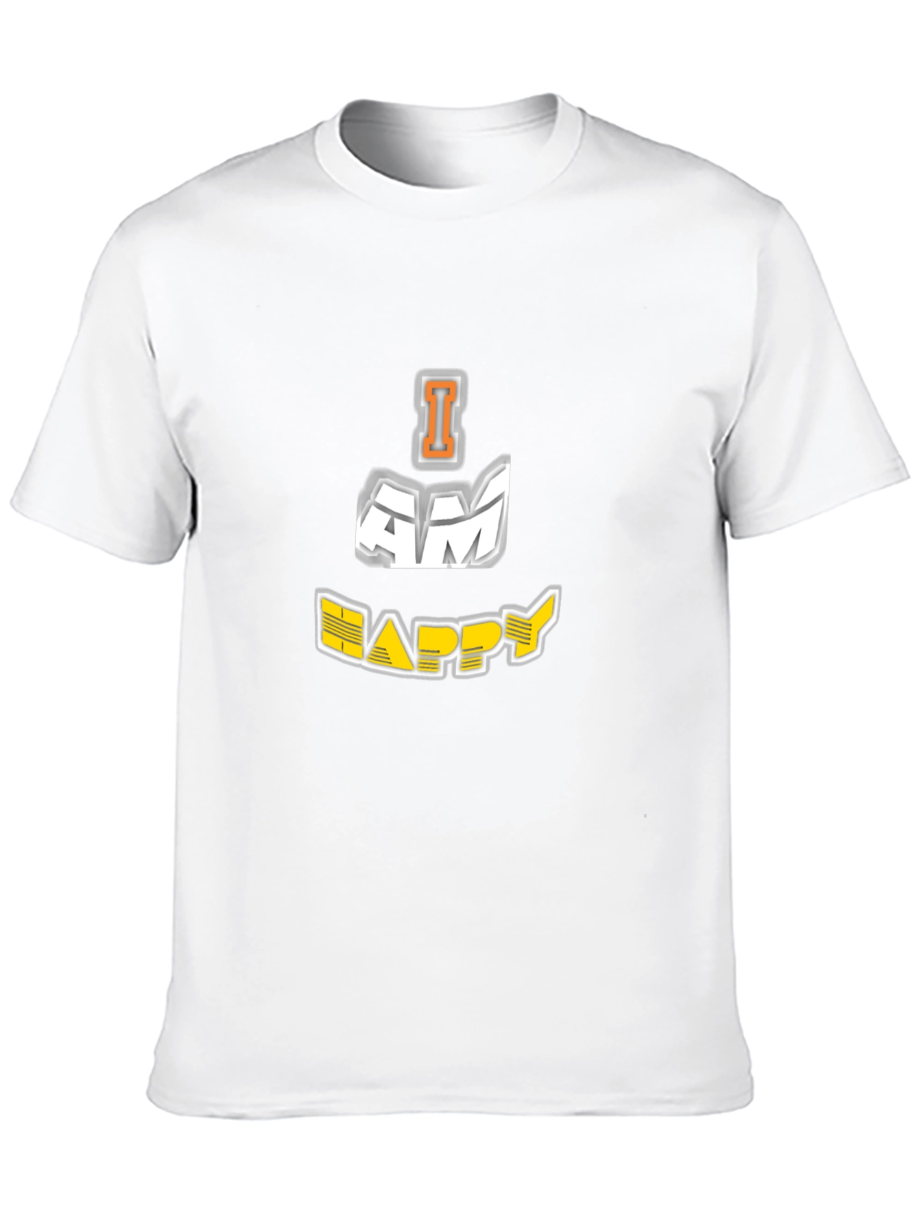 I AM HAPPY Graphic Black T-Shirt