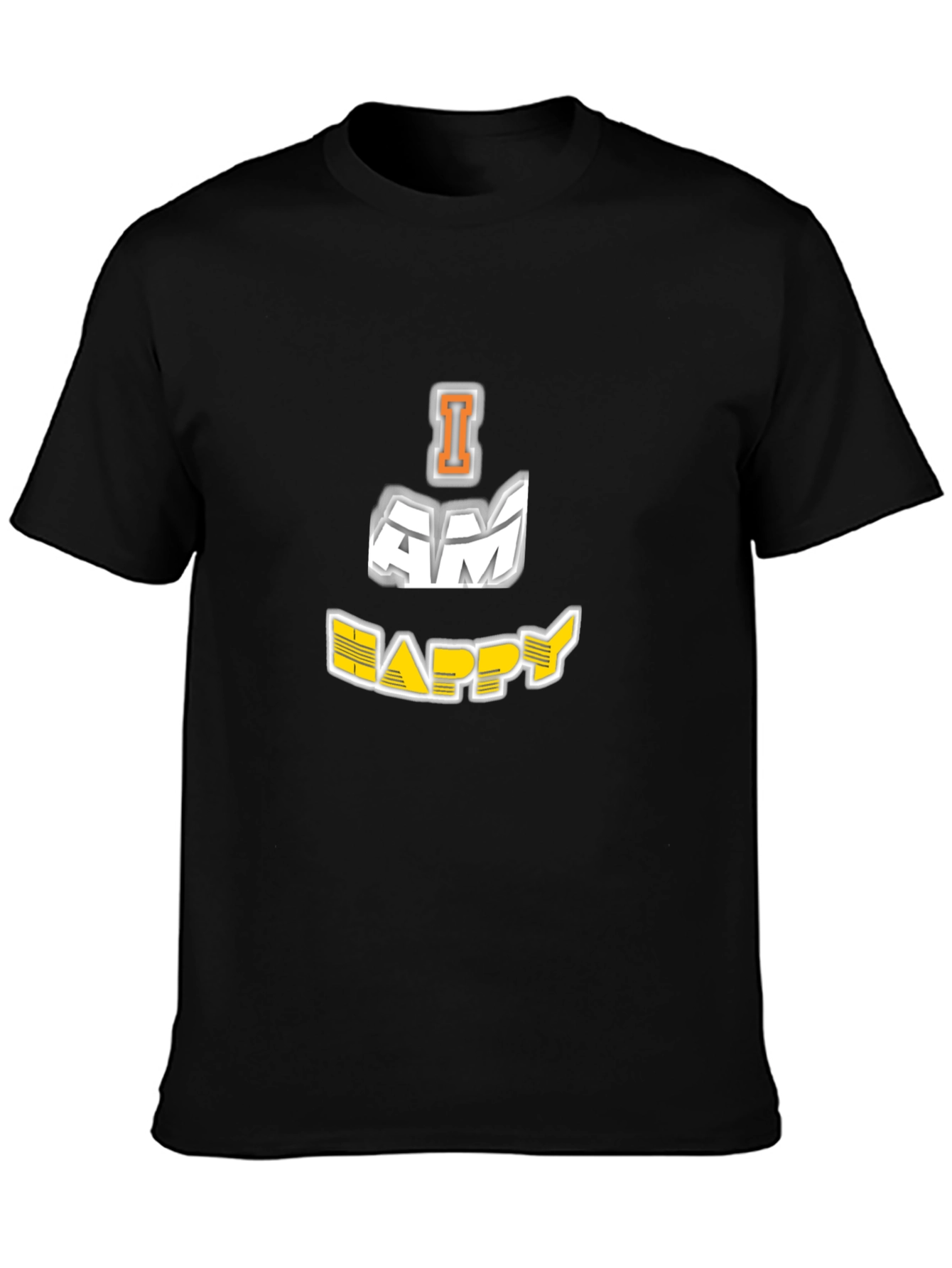 I AM HAPPY Graphic Black T-Shirt