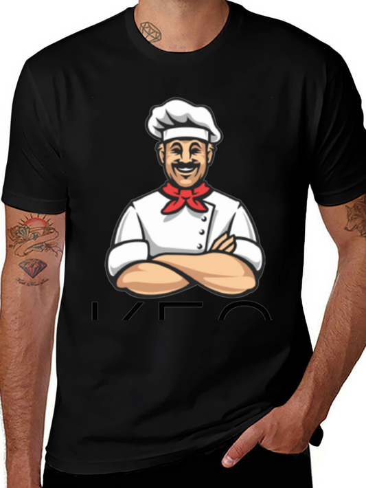 Chef Cartoon Graphic T-Shirt - Black