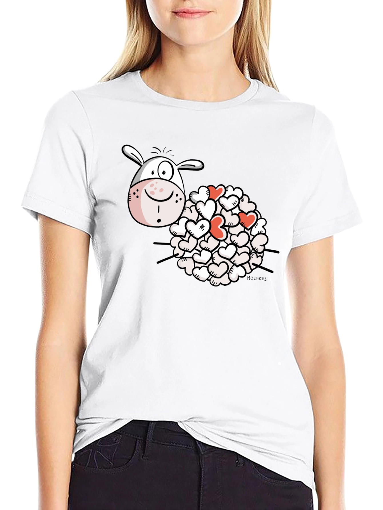 Heart Sheep Black T-Shirt Novelty Graphic Tee