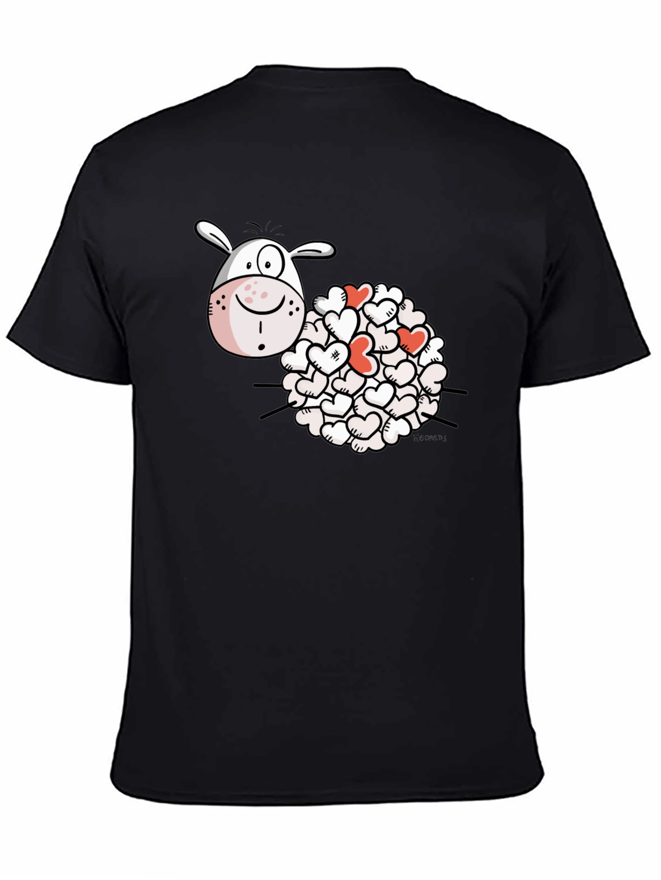 Heart Sheep Black T-Shirt Novelty Graphic Tee