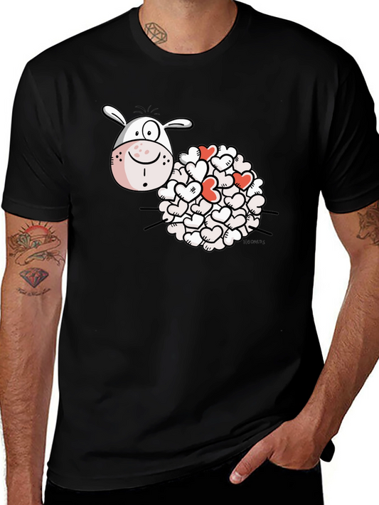 Heart Sheep Black T-Shirt Novelty Graphic Tee