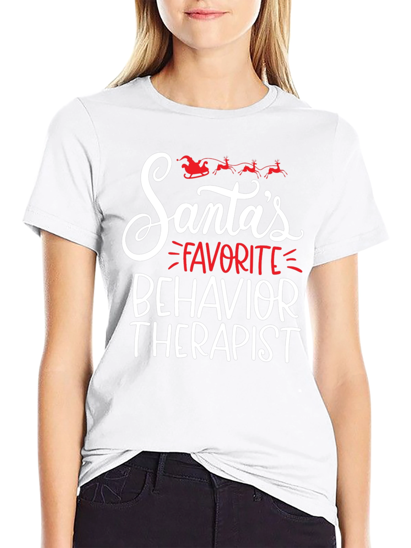 Santas Favorite Behavior Therapist Black Graphic Tee