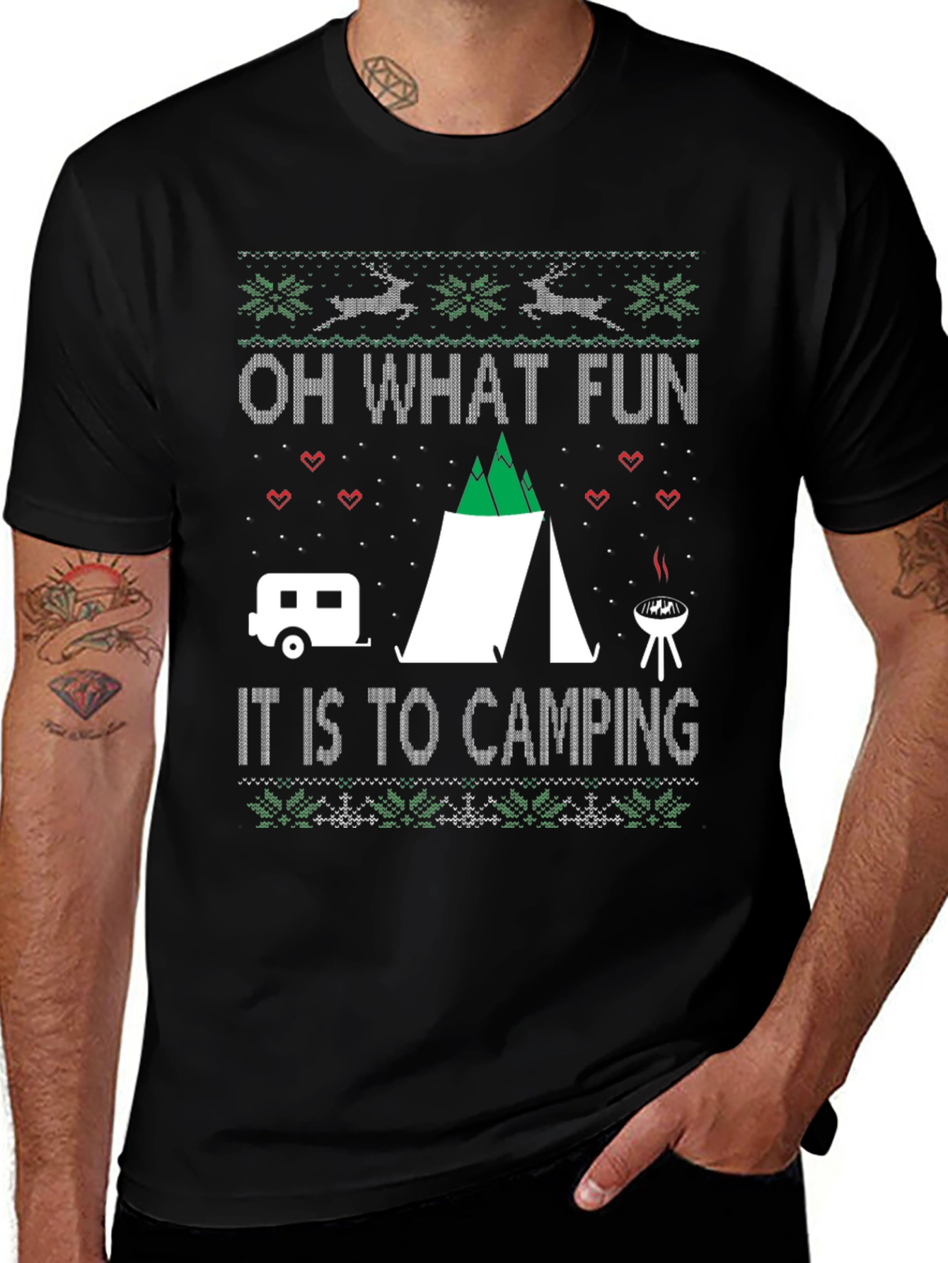 Camping Ugly Christmas Sweater T-Shirt