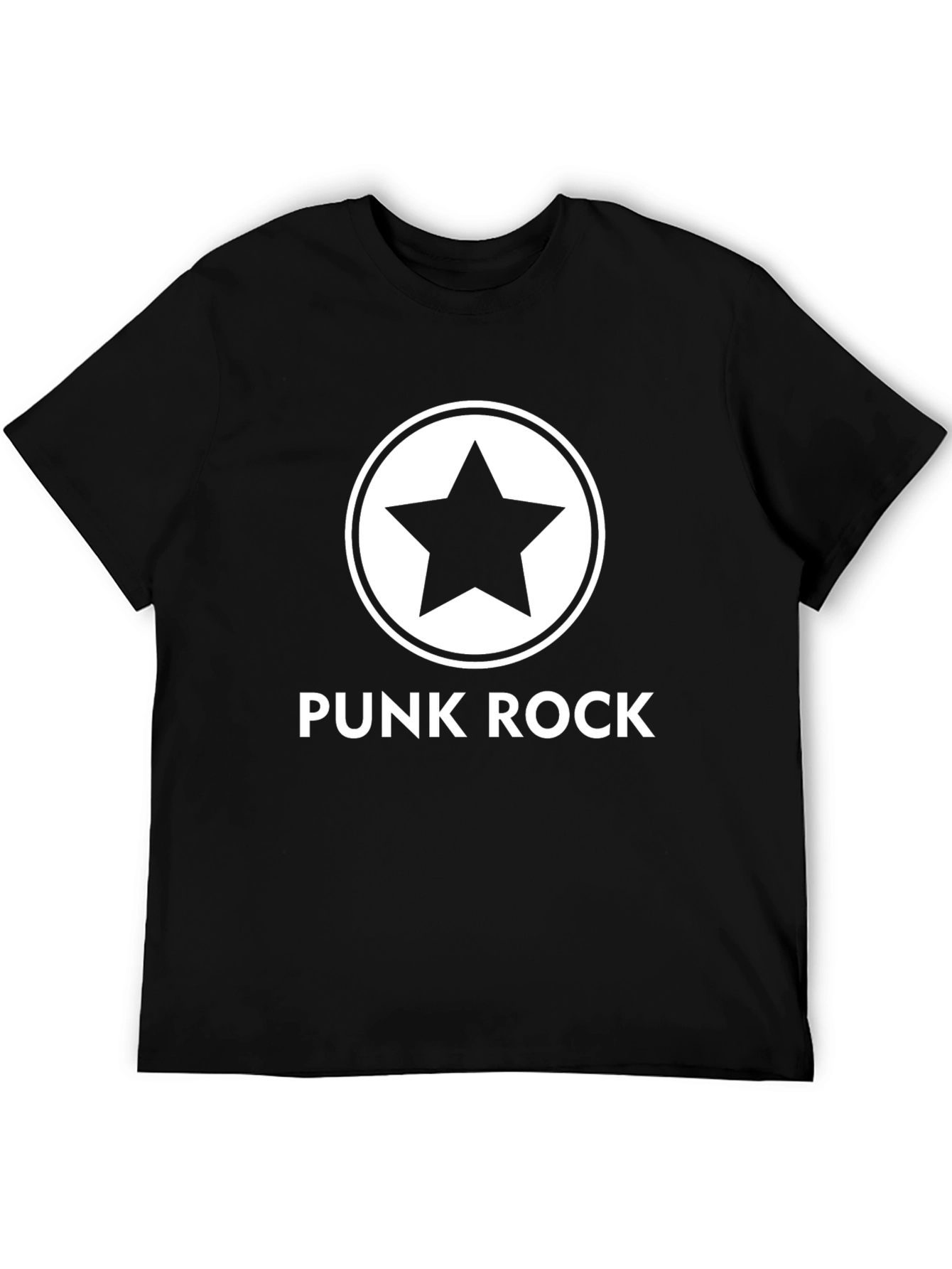 Punk Rock Star Graphic Tee - Black Cotton T-Shirt