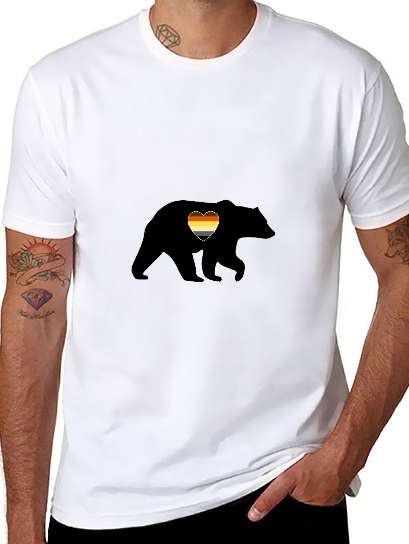 Gay Bear Pride Heart Graphic Tee - Black