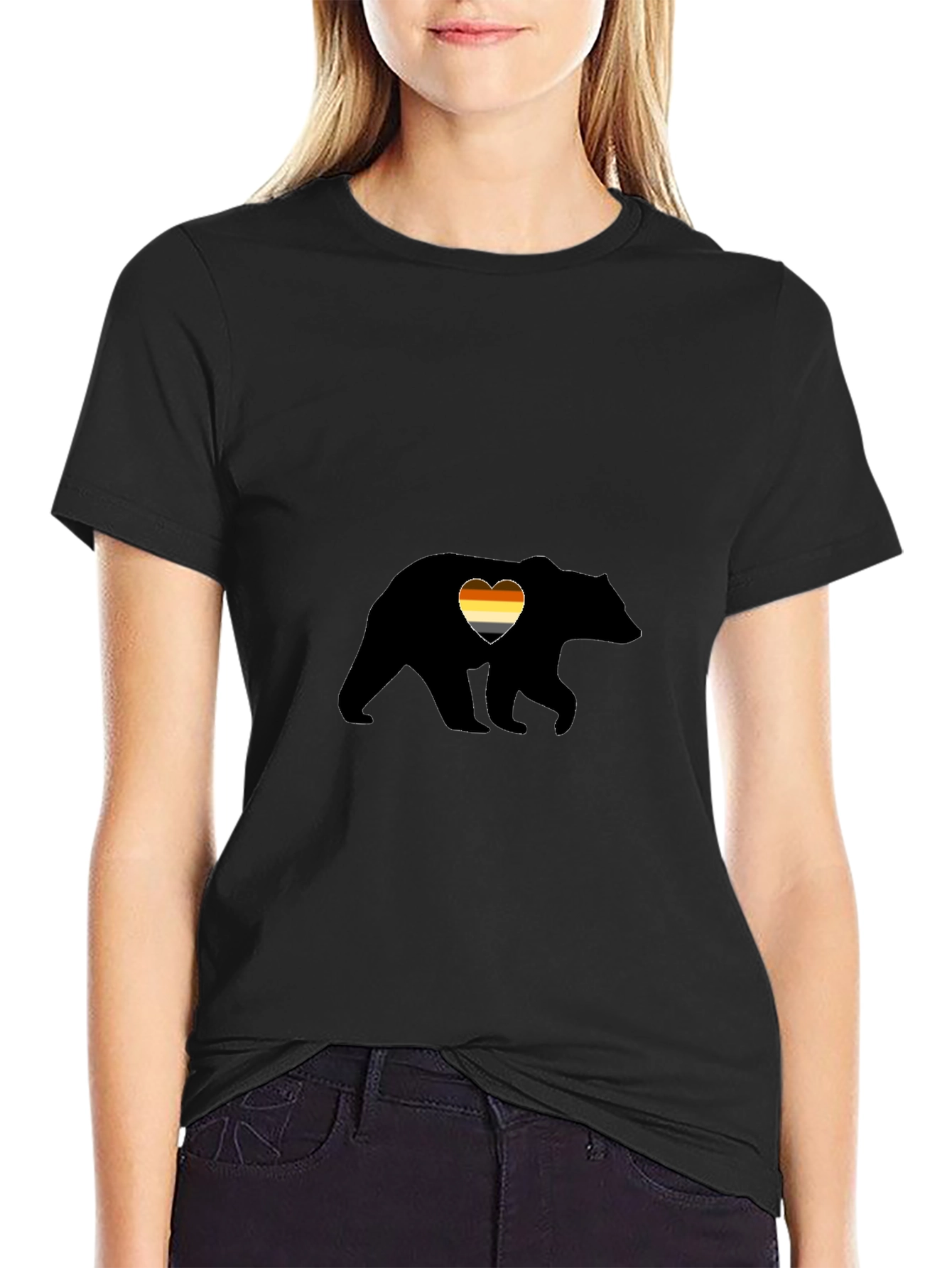Gay Bear Pride Heart Graphic Tee - Black