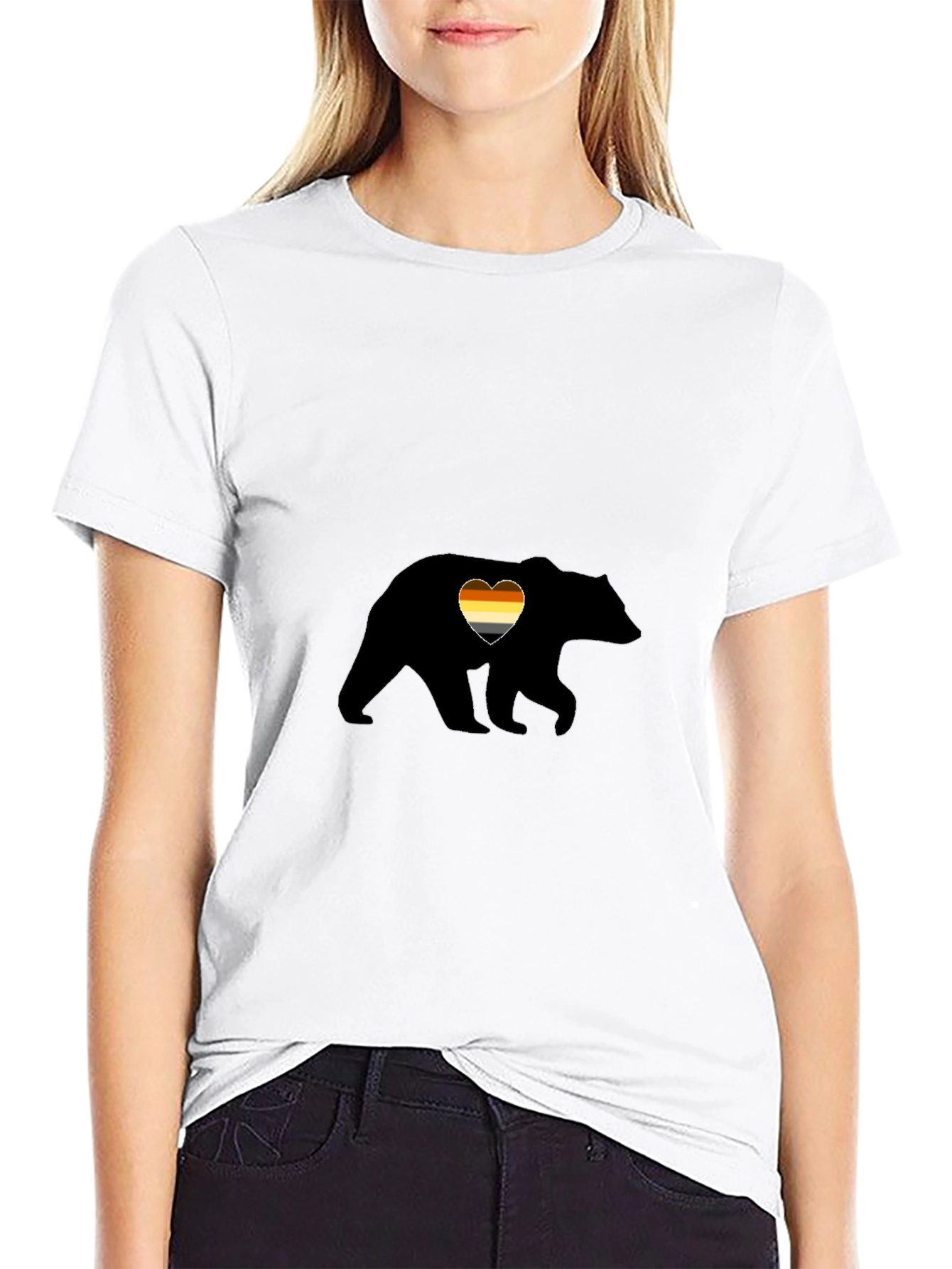 Gay Bear Pride Heart Graphic Tee - Black