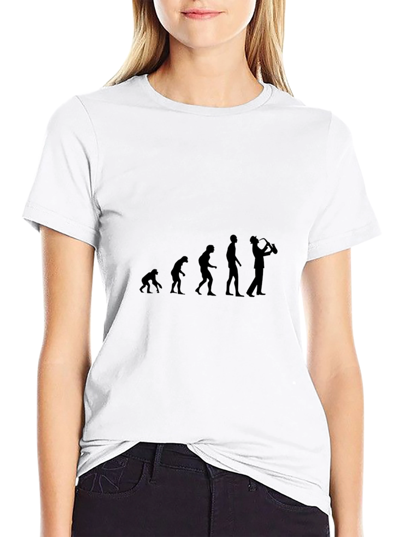 Evolution of Saxophone Player T-Shirt - Black Graphic Tee