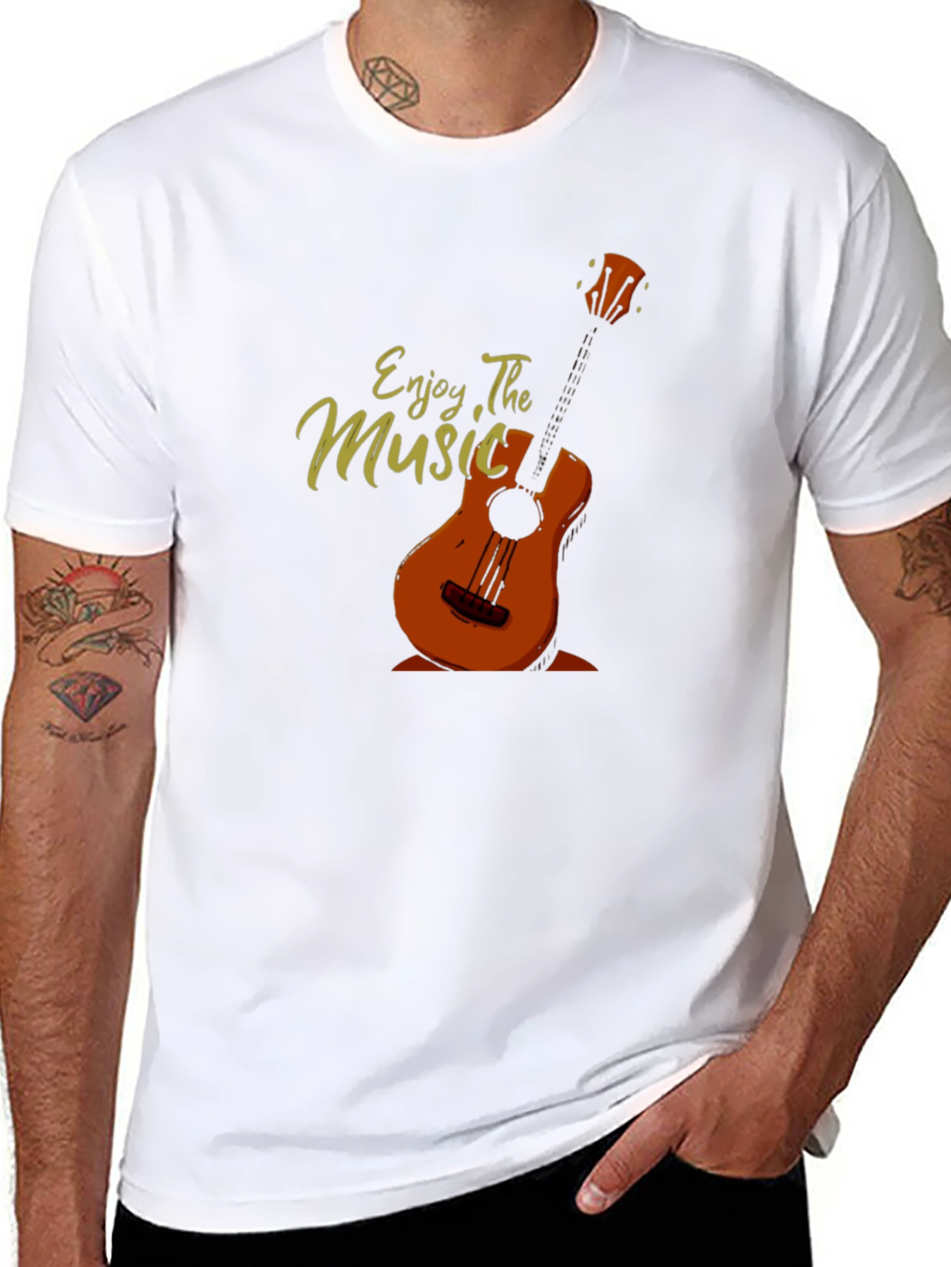 Enjoy The Music Graphic Print Black T-Shirt
