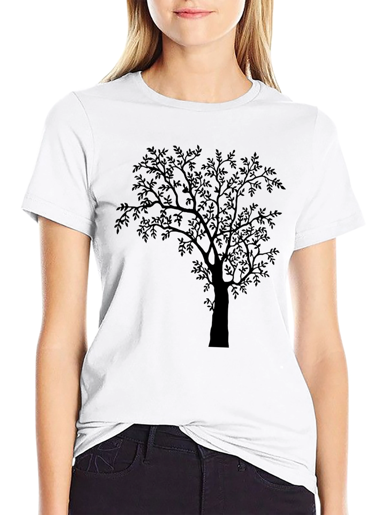 Mens Black Tree Graphic Tee - Nature Inspired Design