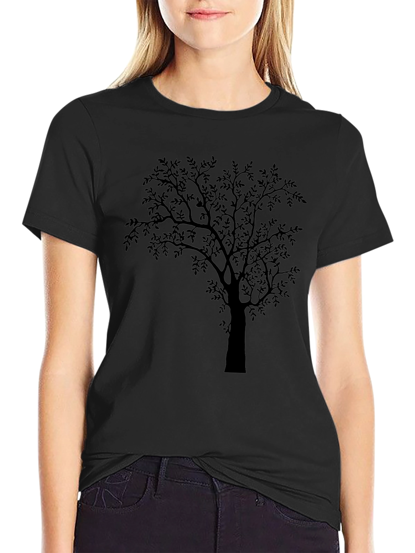 Mens Black Tree Graphic Tee - Nature Inspired Design