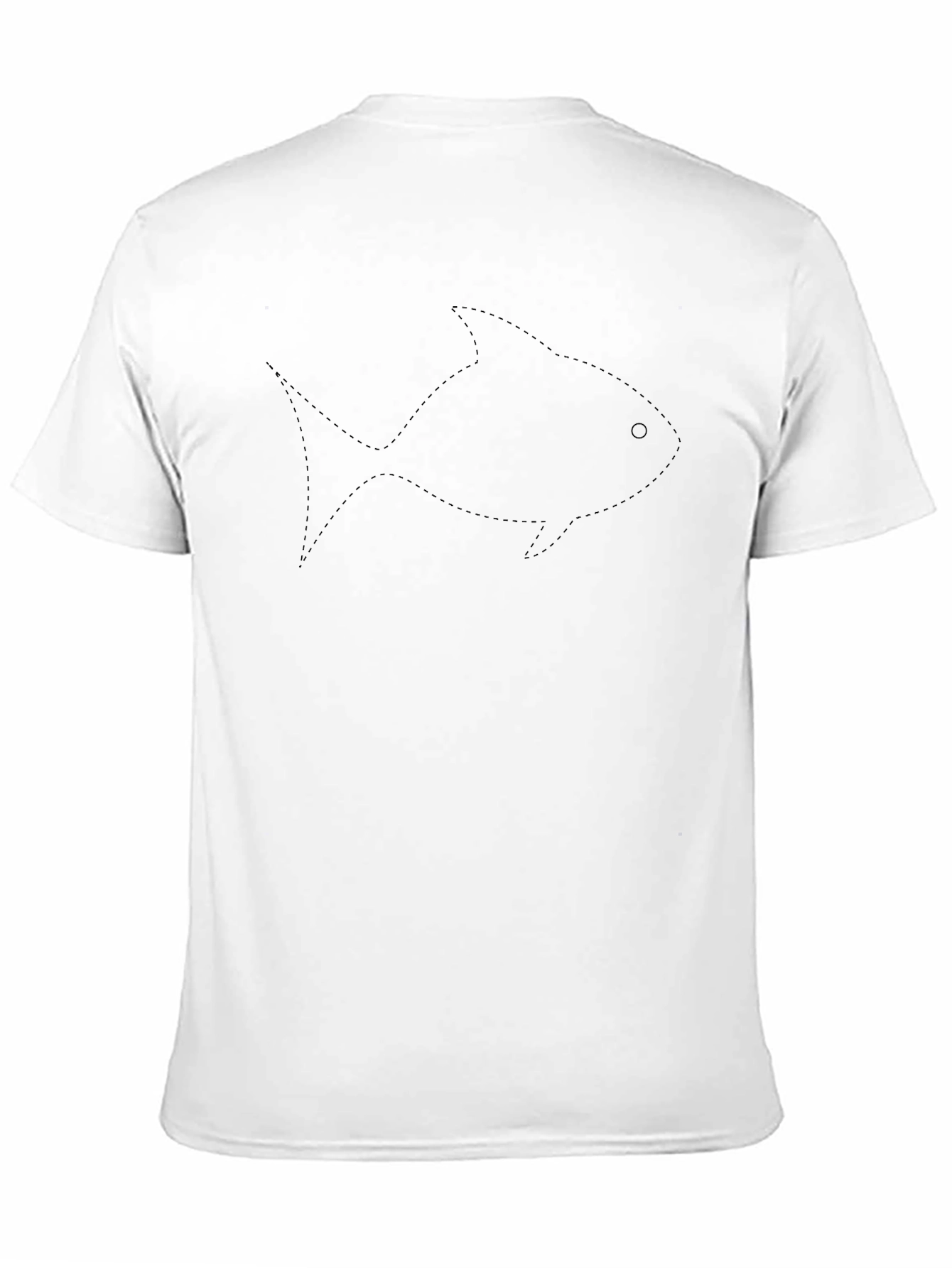 Mens Black T-Shirt with Fish Outline