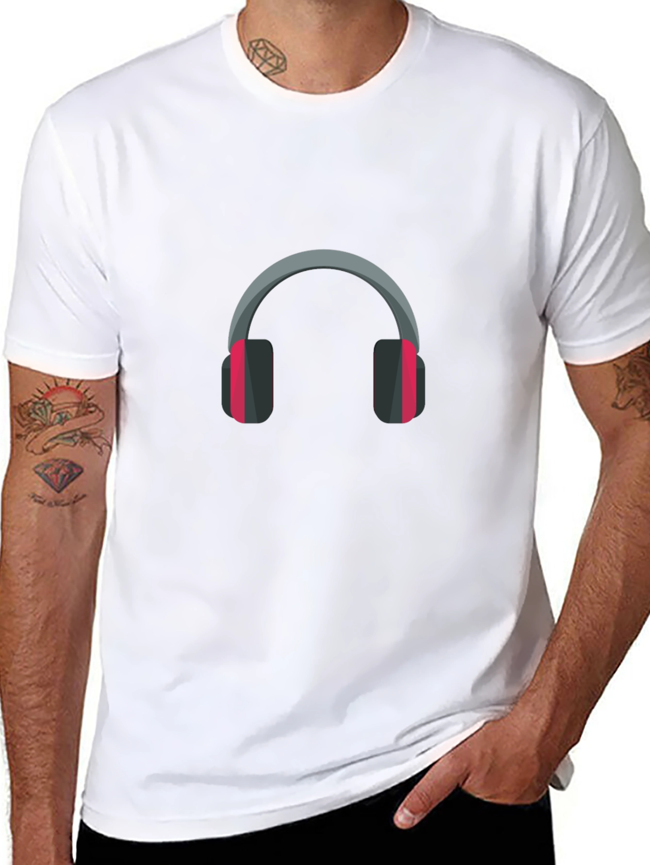 Headphone Graphic Tee - Black Casual Comfort