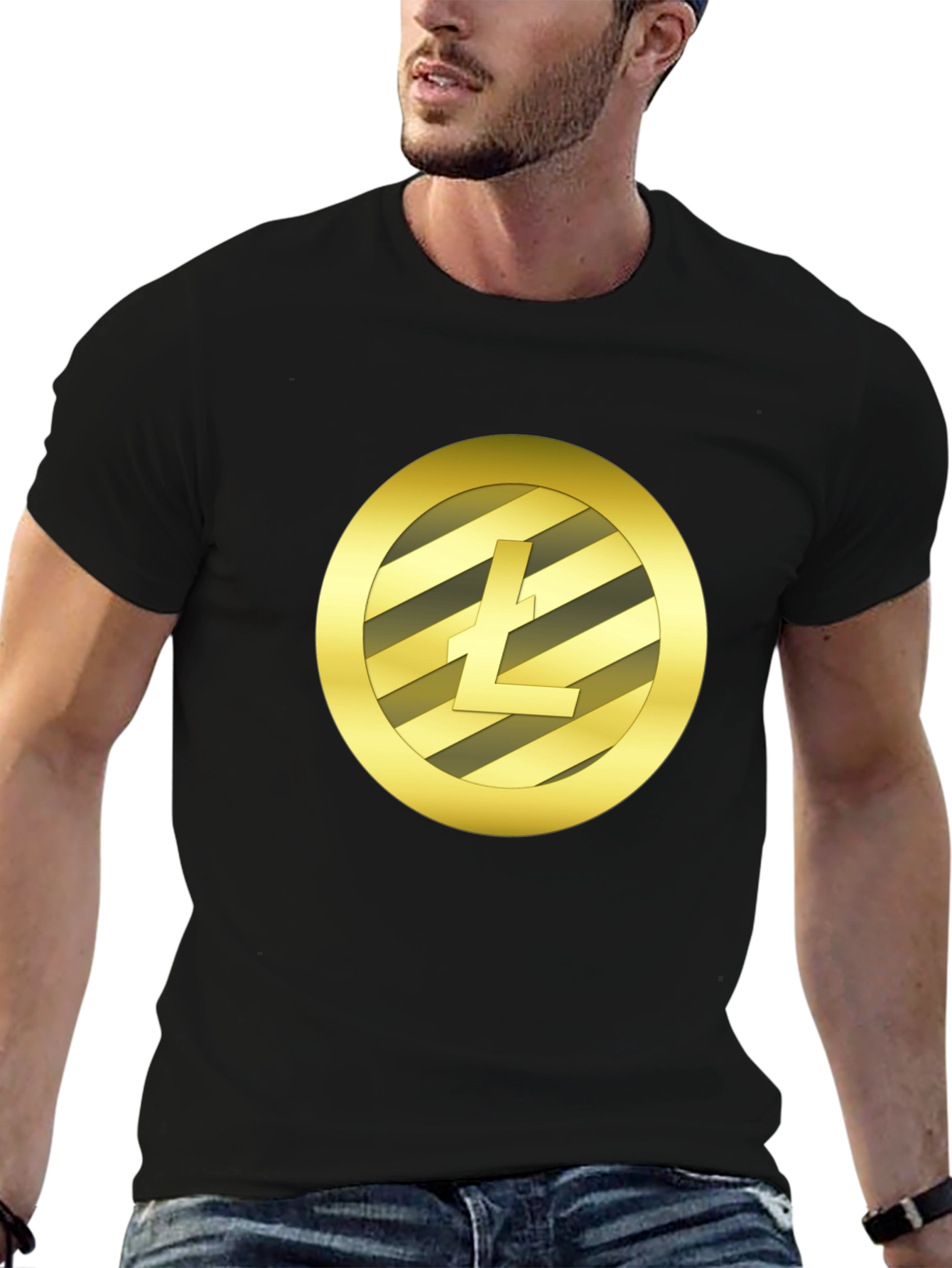 Litecoin Crypto Logo Black T-Shirt